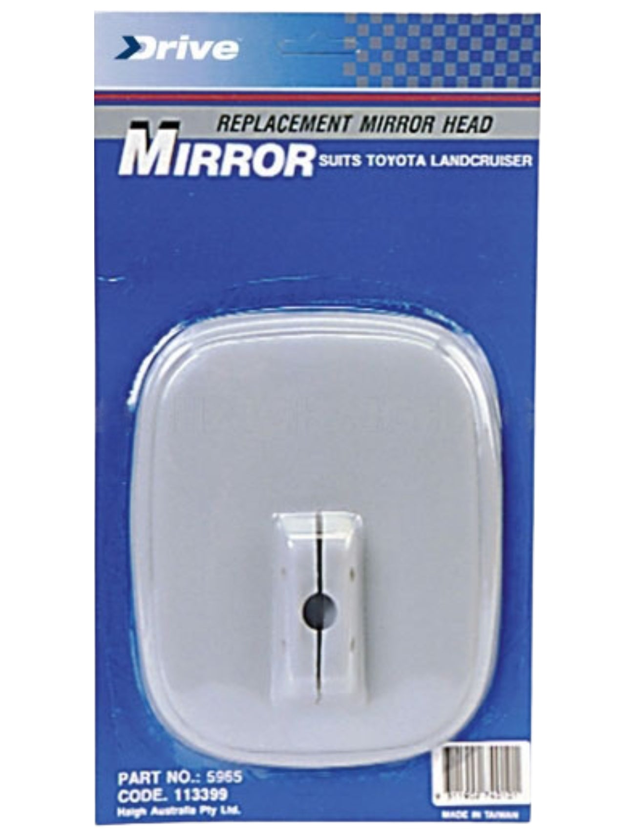 The MIRROR HEAD - 135x180mm from Sunland-Protection features predominantly blue packaging with white text displaying "MIRROR HEAD." The product is encased in clear plastic.
