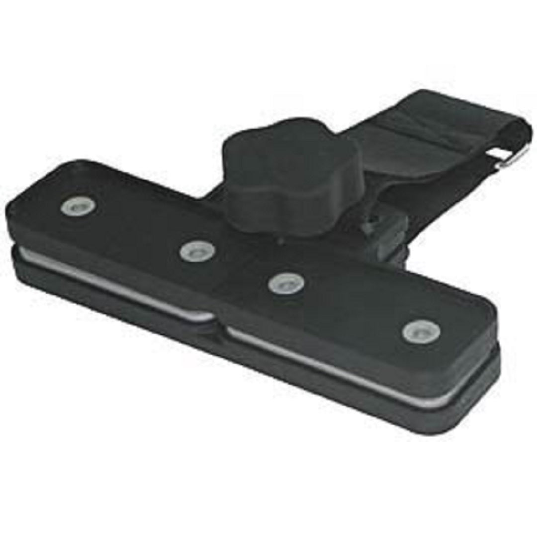 Explore's Caravan Awning Tensioner features a rust-proof design with a large adjustment knob and three rivets, ensuring secure clamping.