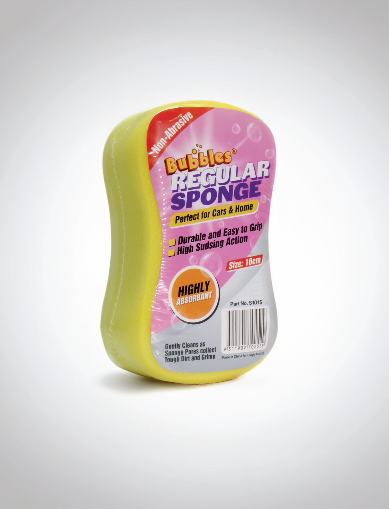 The SPONGE ALL PURPOSE (REGULAR SIZE) from Sunland-Protection, featuring yellow and pink colors, is highly absorbent, durable, and easy to grip. Ideal for wet or dry surfaces with 16cm dimensions, its versatile packaging ensures efficient cleaning at home or in the car.