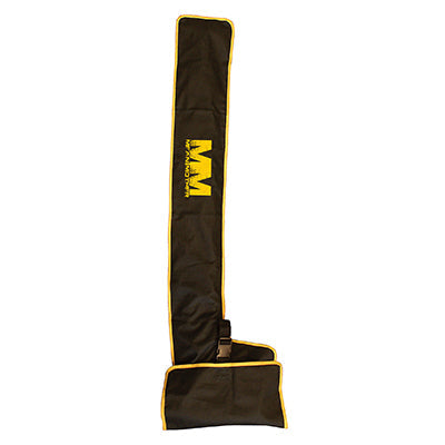 The Mean Mother High Lift Jack 48" with Bonus Bag, featuring a sleek, narrow black design with yellow trim and logo text, is ideal for transporting recovery accessories. Its sturdy strap ensures that essentials like your high lift jack are securely carried to any destination.