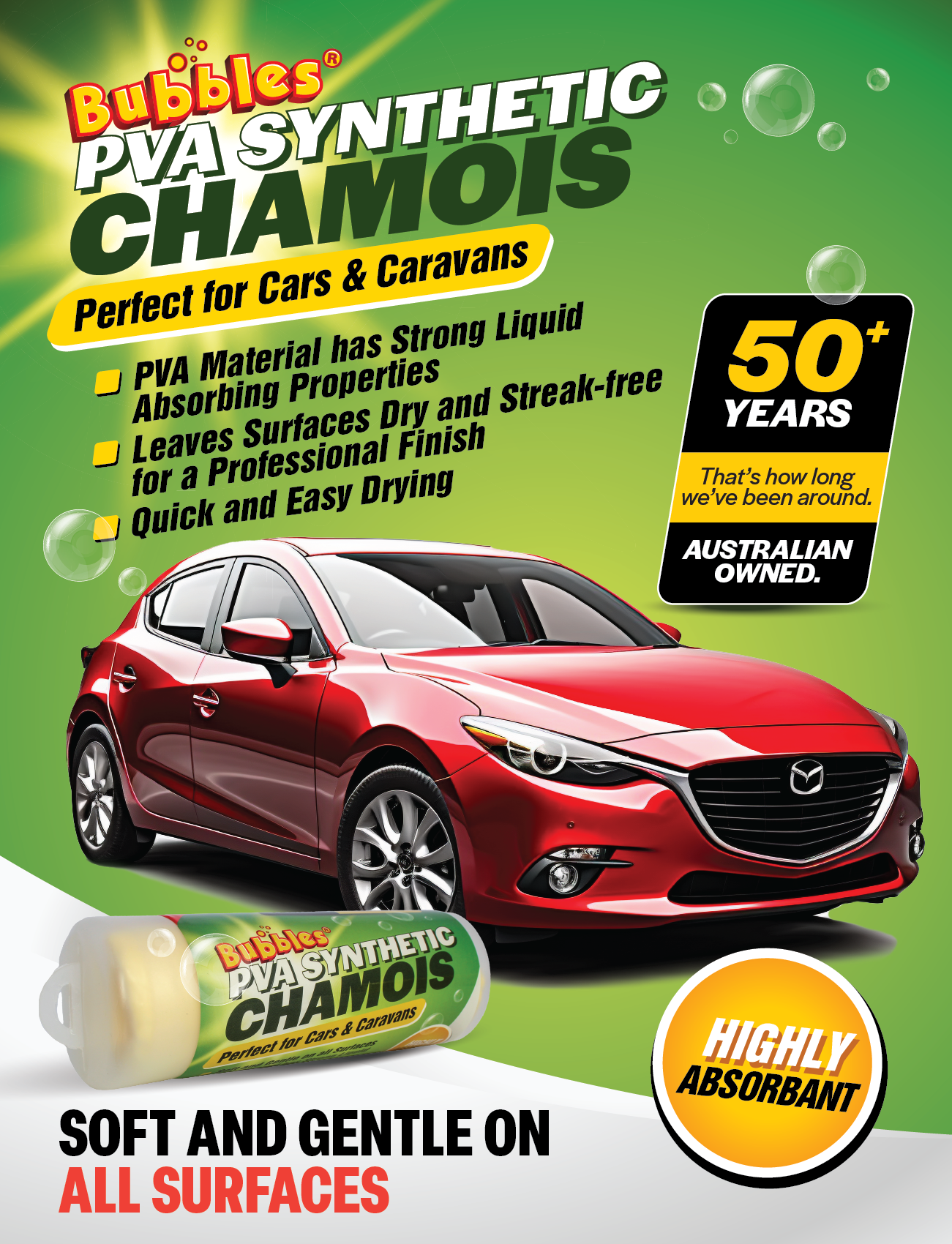 Explore the Sunland-Protection CHAMOIS SYNTHETIC PVA 43 x 32cm for a streak-free shine on your red car. With excellent liquid absorption and quick-drying properties, it’s ideal for all surfaces, including cars and caravans. Proudly Australian owned!.