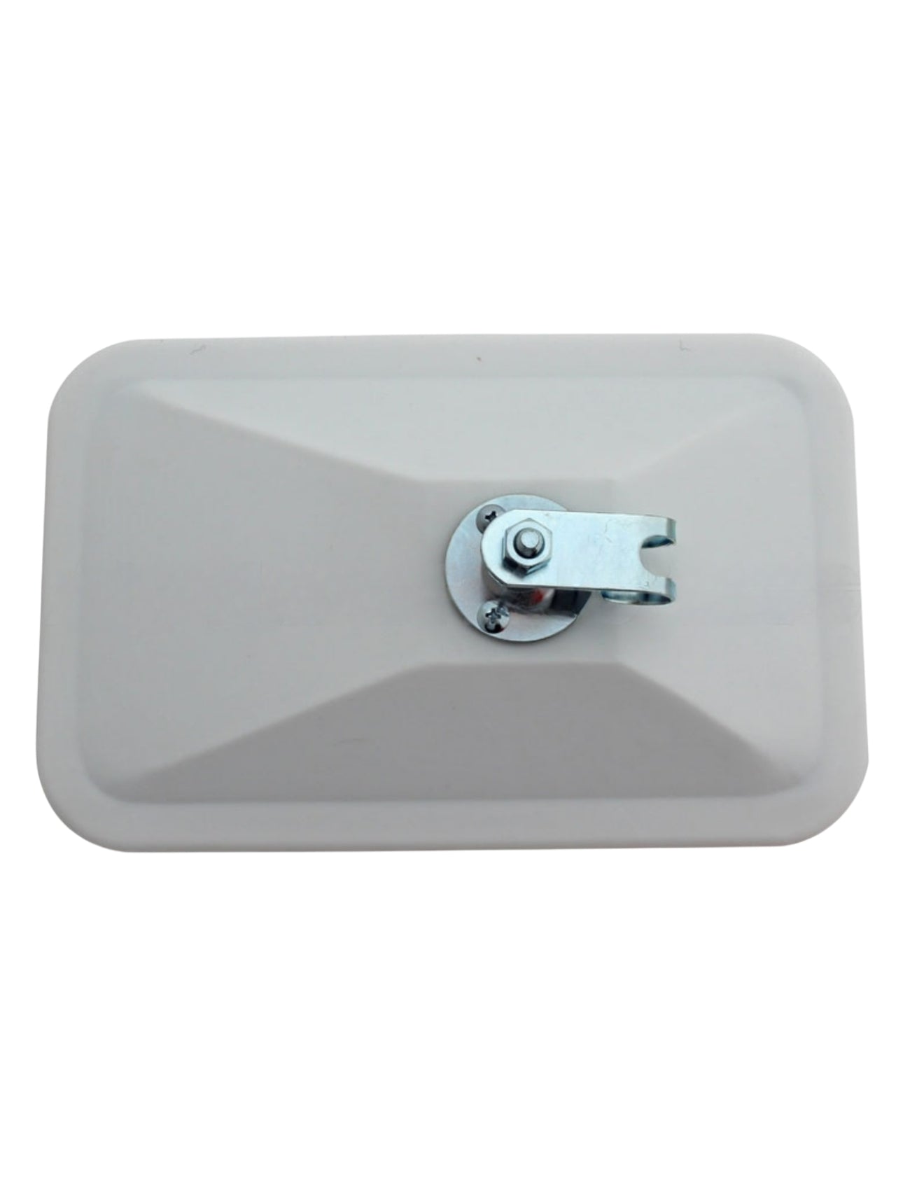 White, rectangular outdoor Sunland-Protection MIRROR HEAD TRUCK LOW MOUNT 210x125mm with a central adjustable ball mount.