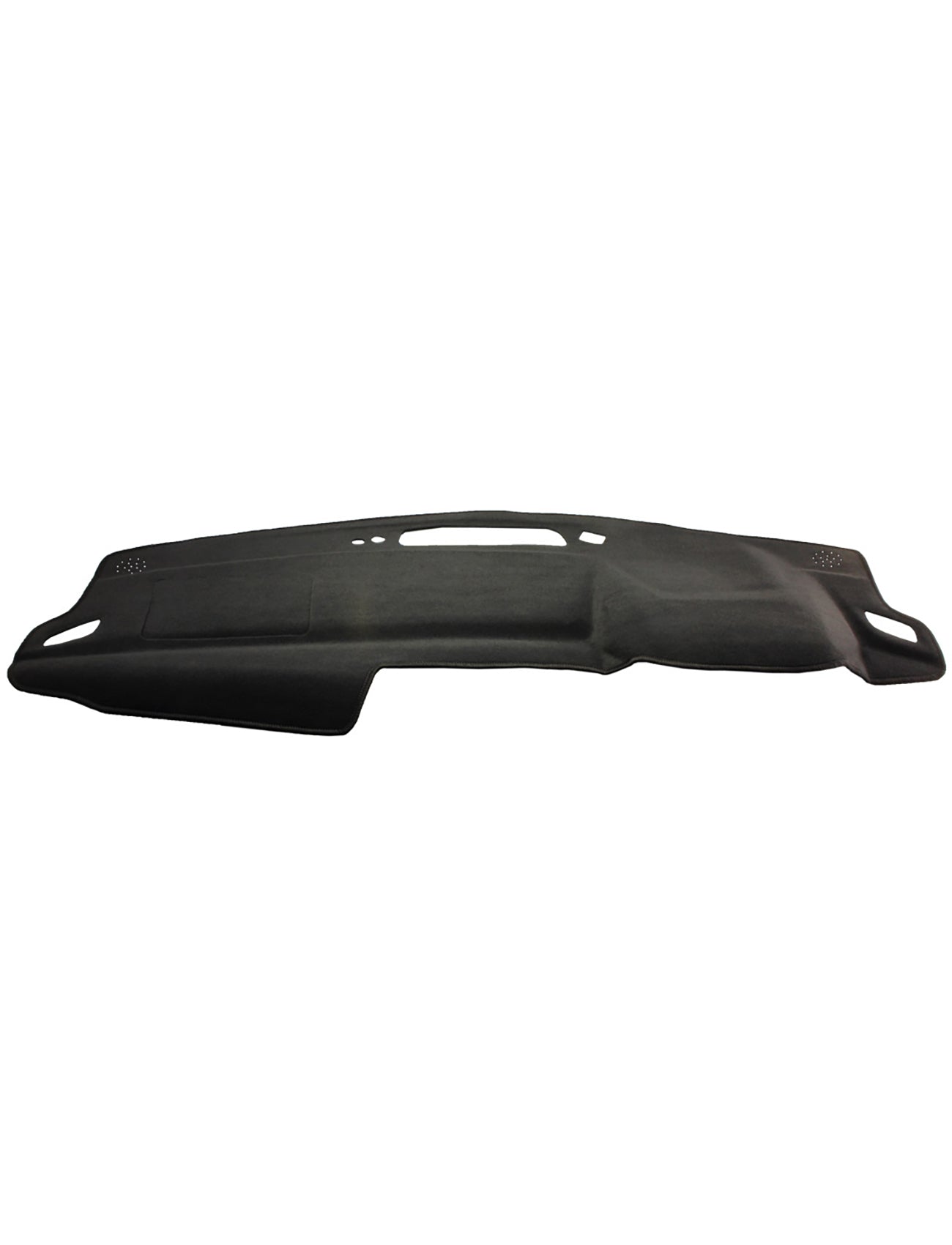 The Sunland-Protection Nissan X-Trail T33 (No HUD) Dash Mat is a black fabric cover with air vent and control cutouts, designed to fit your dashboard, help prevent windscreen fogging, and maintain optimal A/C performance.