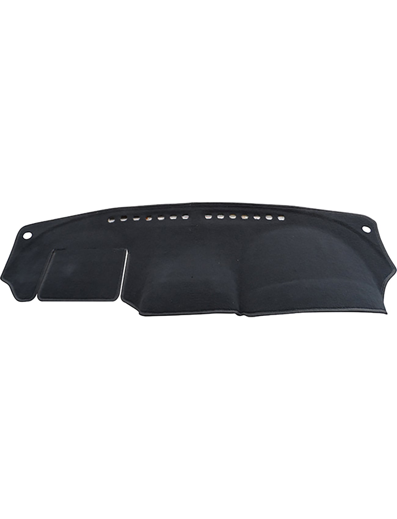 The Sunland-Protection Nissan Almera Dash Mat, designed with air vent holes and a left-side rectangular flap, fits seamlessly over your dashboard to ensure effective glare reduction and keep your vehicle cool.