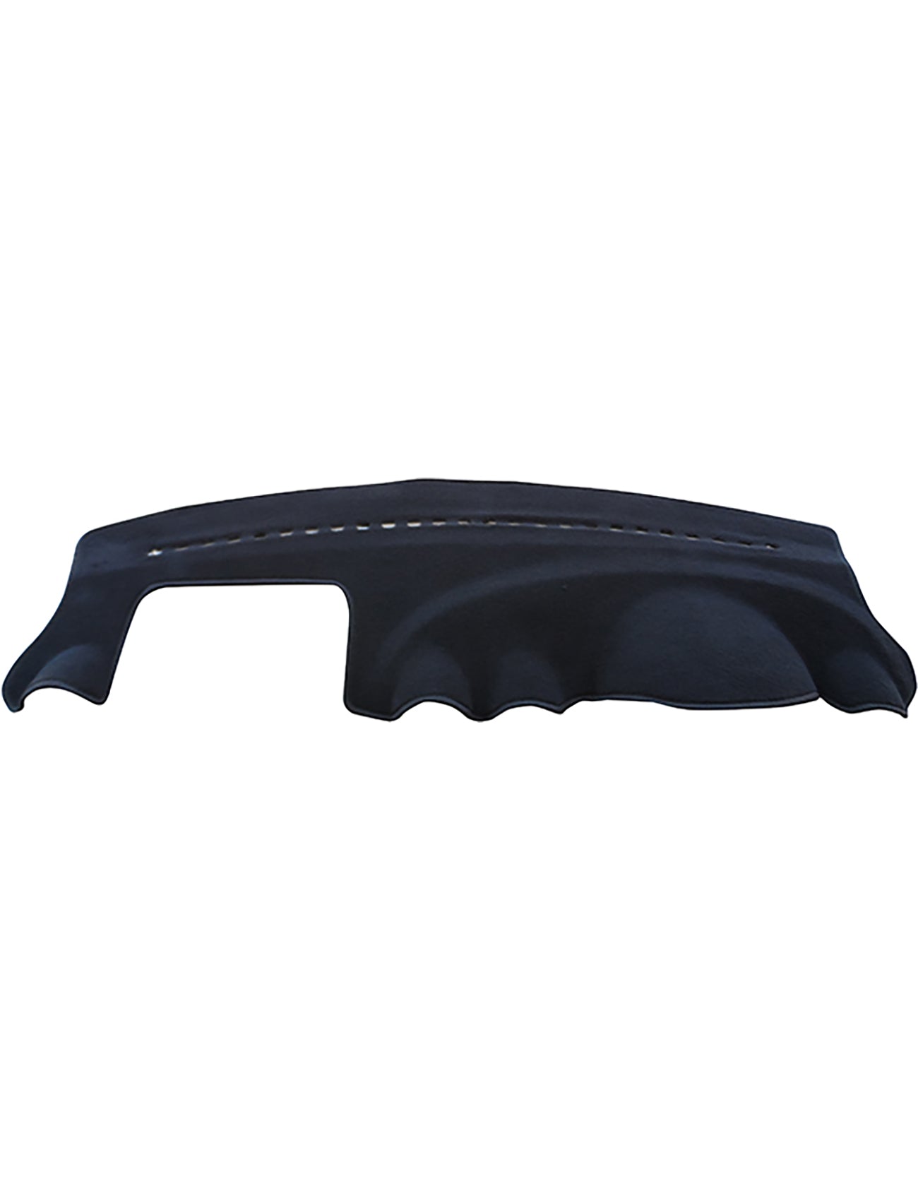 The Sunland-Protection Ford Fiesta WP Dash Mat is a black molded dash mat with contours and cutouts, perfectly tailored for a vehicle's dashboard. It protects from sun damage, reduces glare, keeps the car cool, and helps maintain resale value.
