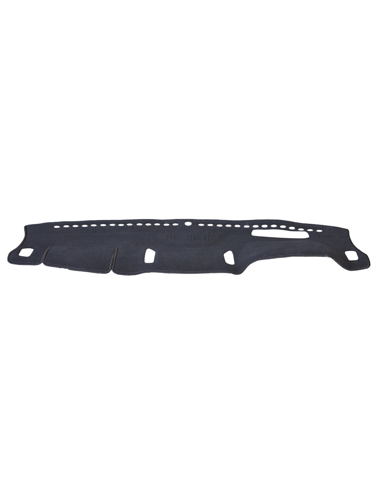 The Sunland-Protection Ford Everest Dash Mat is a black dash mat perfectly designed to fit over your vehicle's instrument panel, featuring vent and control cutouts, airflow perforations, and textured material that keeps your vehicle cool while maintaining its resale value.