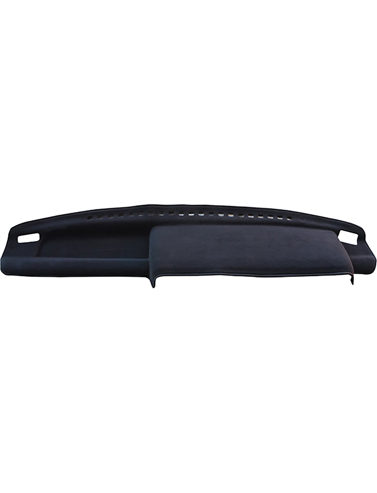 The Sunland-Protection Holden Jackaroo UBS Dash Mat, designed in sleek black with air vent and component cutouts, ensures your vehicle stays cool. Its snug fit protects the dashboard while enhancing aesthetics and is crafted to be airbag safe.