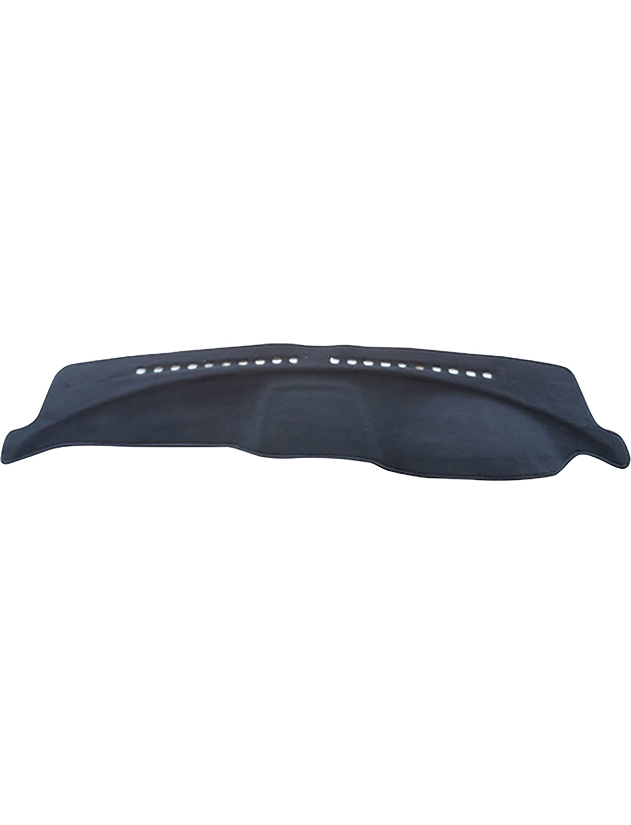 The Sunland-Protection Greatwall V240 Dash Mat is a black, smooth, curved automotive dashboard cover with air bag safe technology and small center-aligned ventilation holes to keep your vehicle cool.