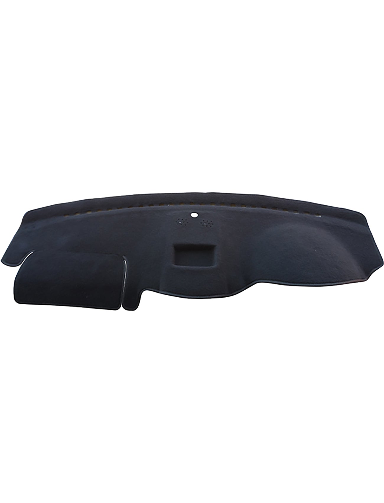 The Sunland-Protection Holden Captiva Dash Mat features a textured black surface with precise vent cutouts. Designed for sun and wear protection, it fits snugly over the dashboard, ensuring an airbag-safe fit tailored specifically for your vehicle model.