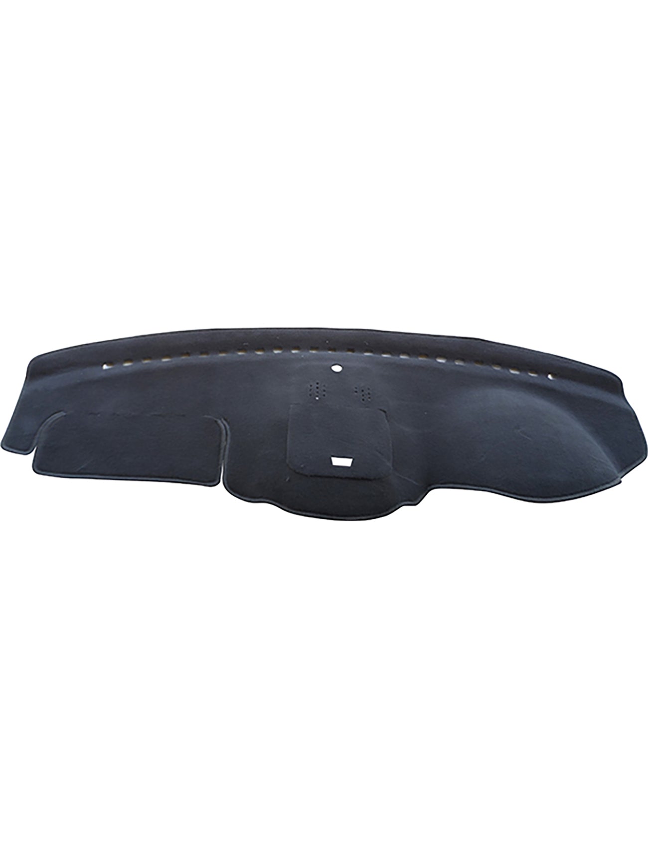 The Sunland-Protection Holden Captiva 7 Dash Mat is a black, smooth-finish cover with vent and control cutouts. It fits snugly over the dashboard to enhance AC efficiency and protect your vehicle's resale value by perfectly contouring to the shape of a typical car dashboard.