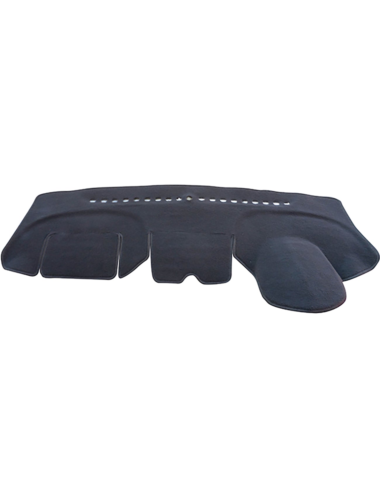 The Sunland-Protection Holden Trax Dash Mat TJ is a black dash mat with holes, designed for sun protection and a perfect fit for your vehicle.