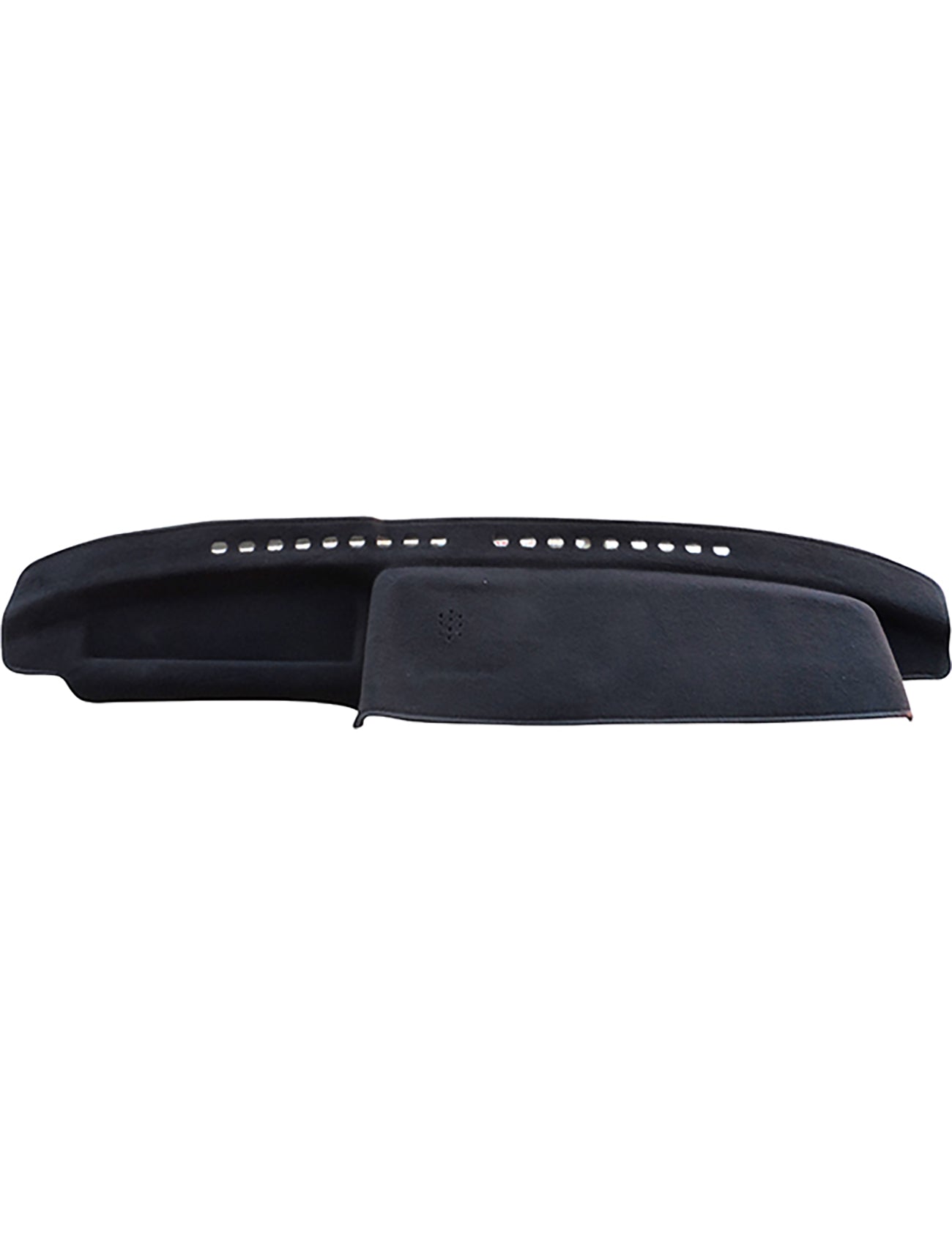 The Sunland-Protection Holden Commodore Dash Mat VB/VC/VH is a black dash protector with vent cutouts, designed to fit over your vehicle's dashboard for UV protection and an enhanced appearance.