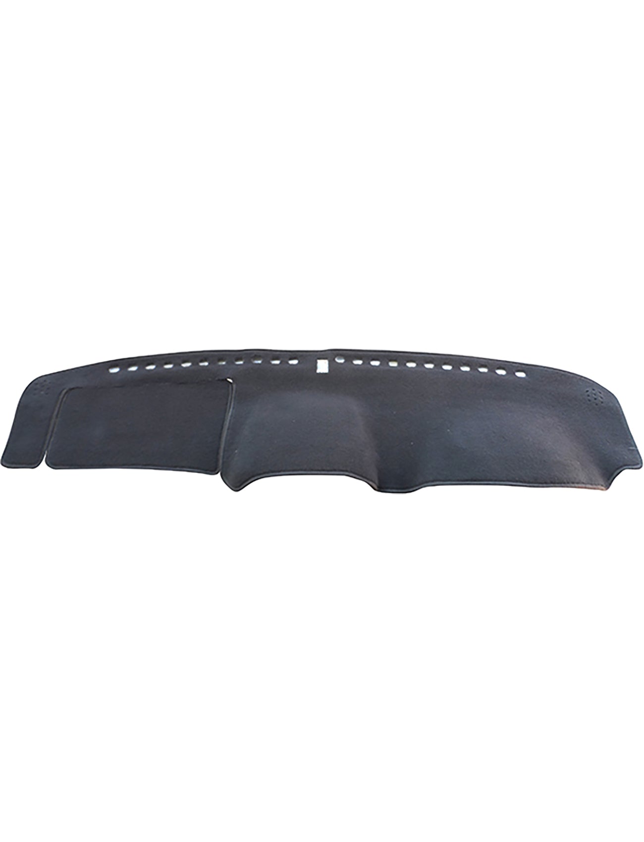 The Sunland-Protection Honda CRV Dash Mat is a black, contoured dashboard cover with perforations and a left-side flap, ensuring a precise fit. This cooling solution protects your dash while seamlessly integrating into your car's interior.