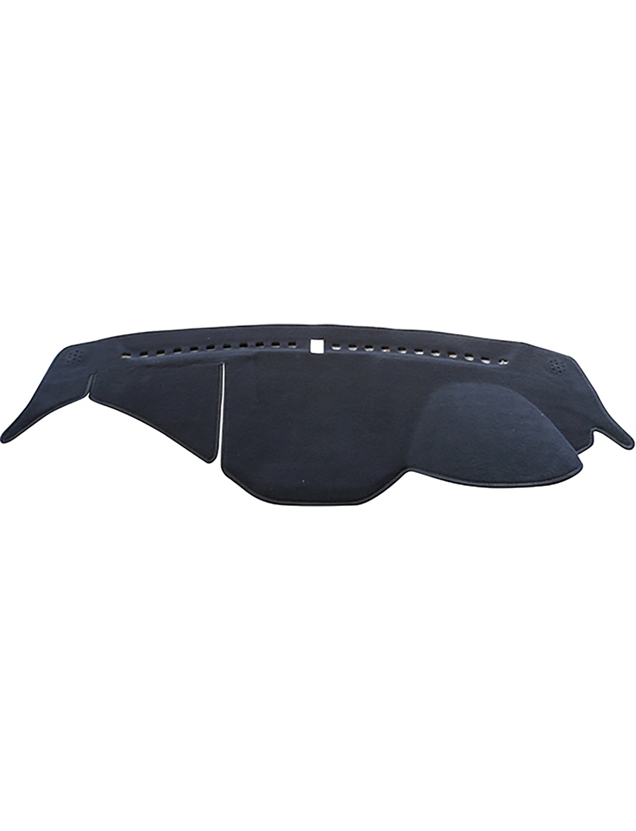 The Sunland Dash Mat Black Suits Hyundai I45 YF 05/2010-12/2012 All Models (K3901) by Sunland-Protection is designed for optimal fit, featuring cutouts for air vents and instruments. It protects against sun damage, reduces glare, and is airbag safe.