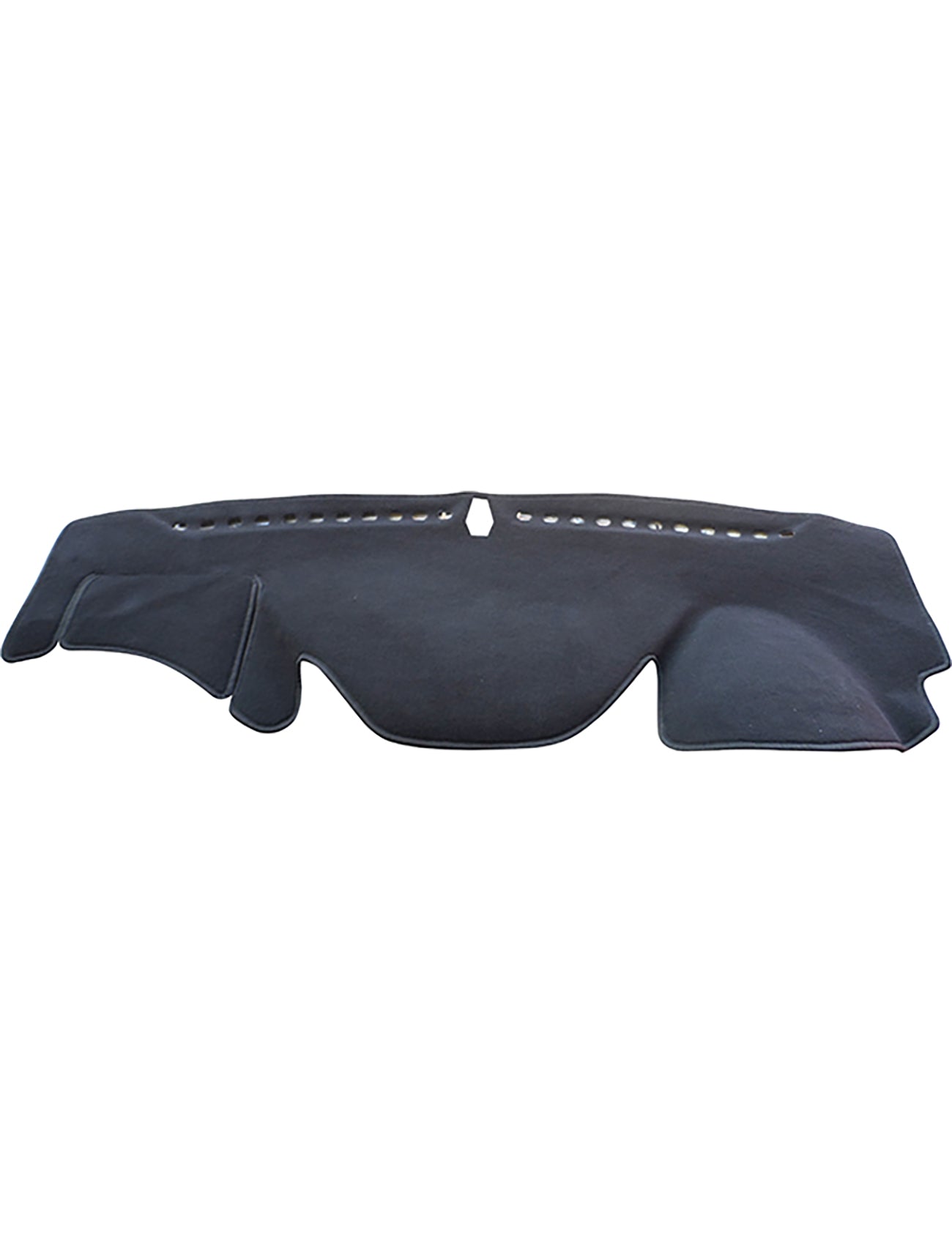 The Sunland-Protection Hyundai i40 Dash Mat, in sleek black, features a contoured design with top vent holes and a central cutout for sun protection and glare reduction. Air Bag Safe, it ensures seamless coverage over your dashboard.