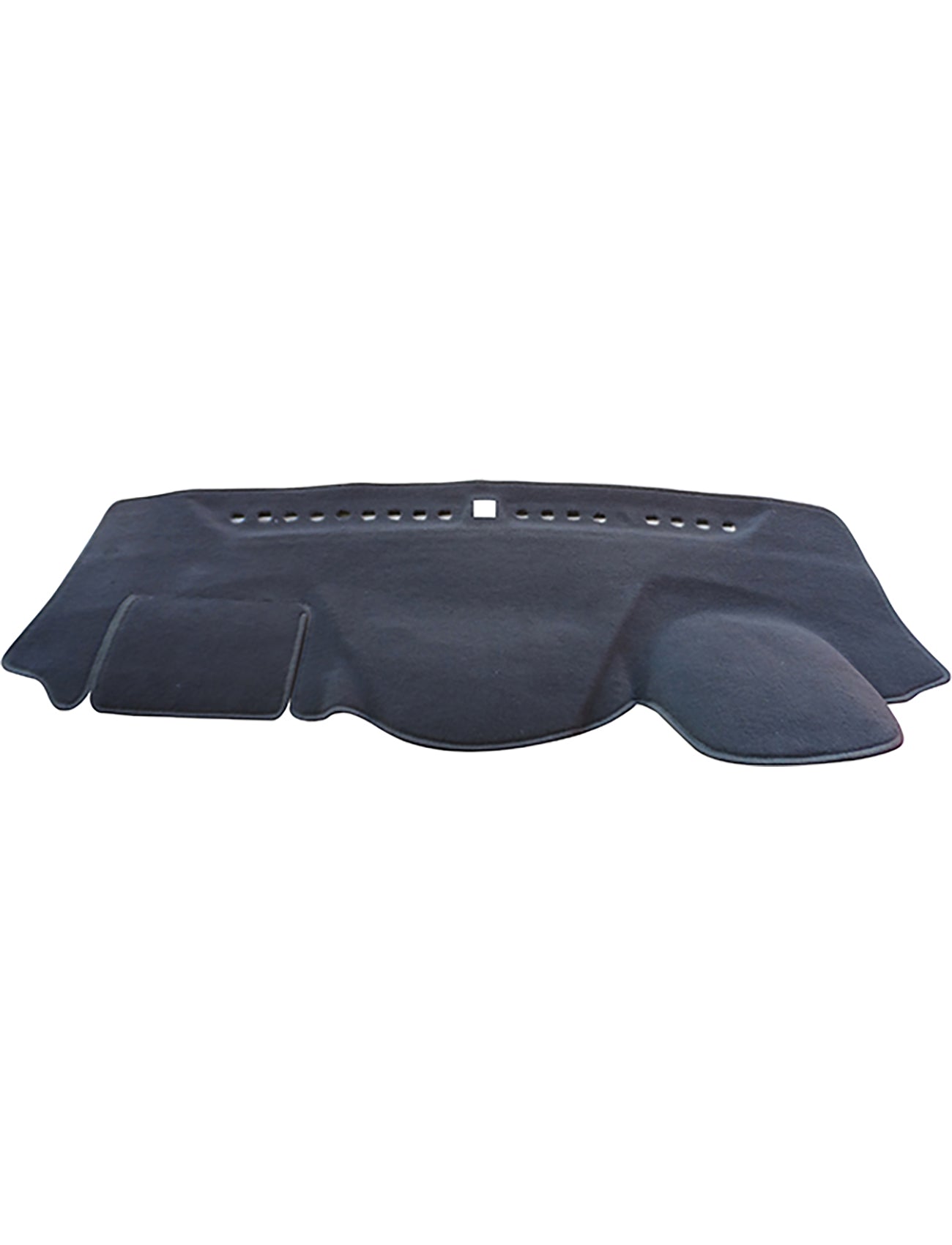 The Sunland-Protection Hyundai i30 Dash Mat is a black, textured cover featuring multiple cutouts. Its soft fabric and molded design enhance dashboard contours, fit perfectly, keep your vehicle cool, and help protect its resale value.