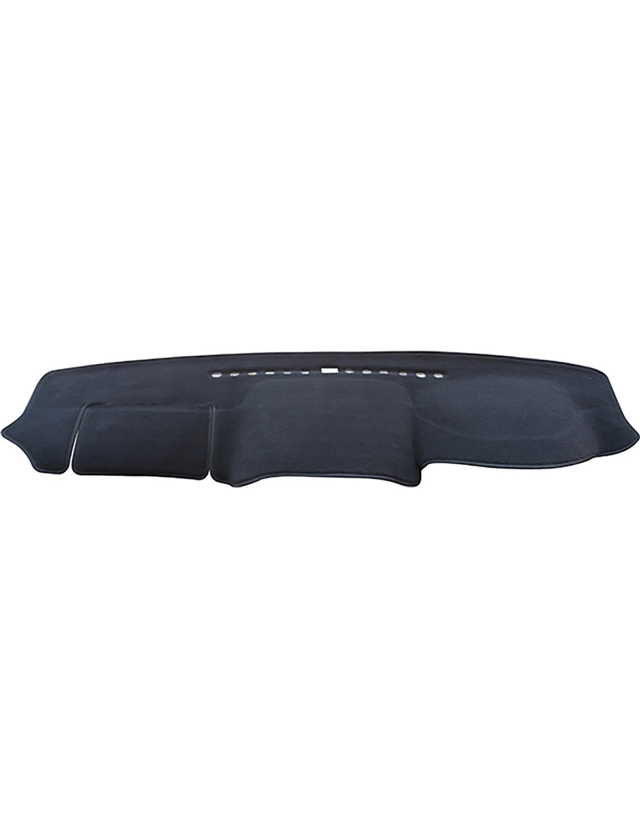 The Sunland-Protection Mitsubishi Pajero Dash Mat is a black, contoured cover with soft folds and cutouts designed to fit snugly on your dashboard, keeping your car cool and preserving its resale value.