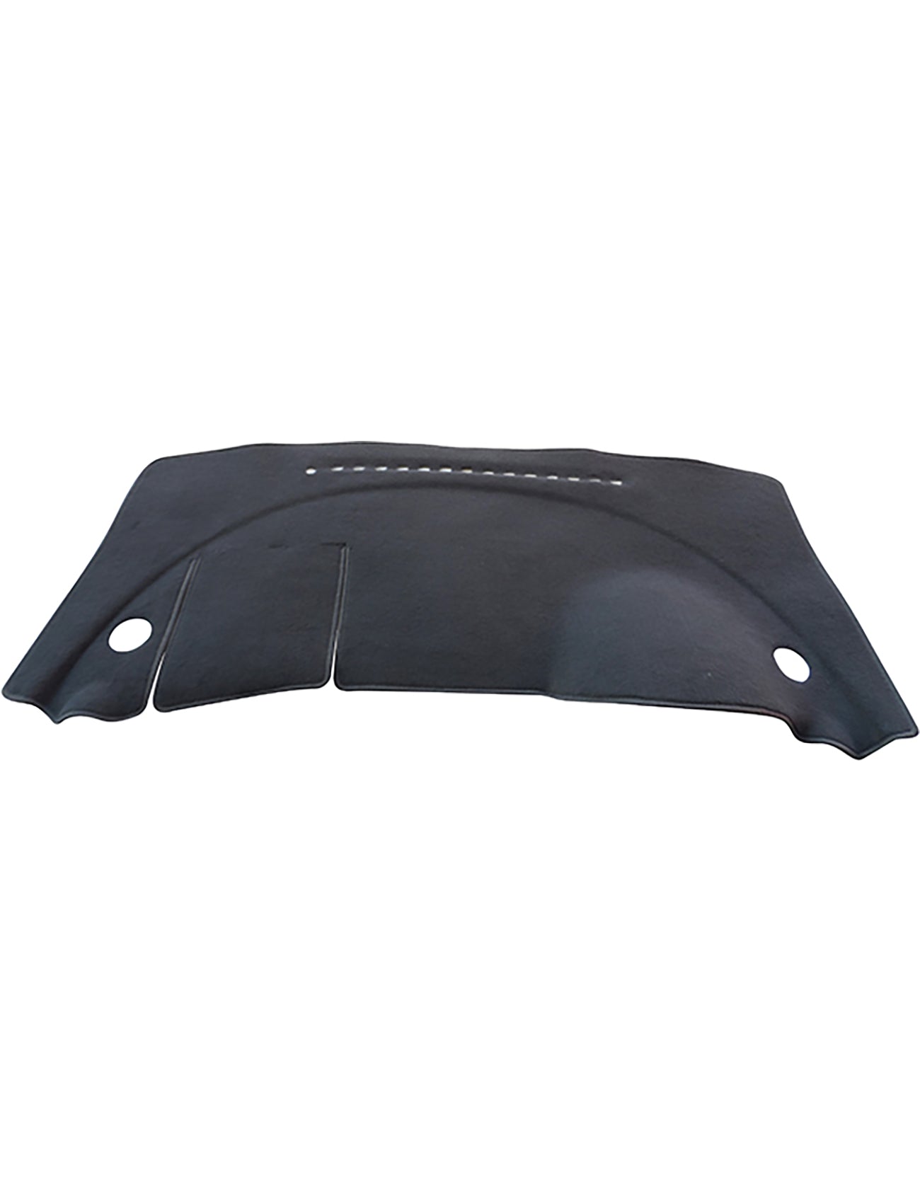 The Sunland-Protection Mitsubishi Colt Dash Mat is a black dashboard cover with vent and speaker cutouts. Its curved design and reinforced edges ensure a tailored fit for specific models while remaining airbag safe.