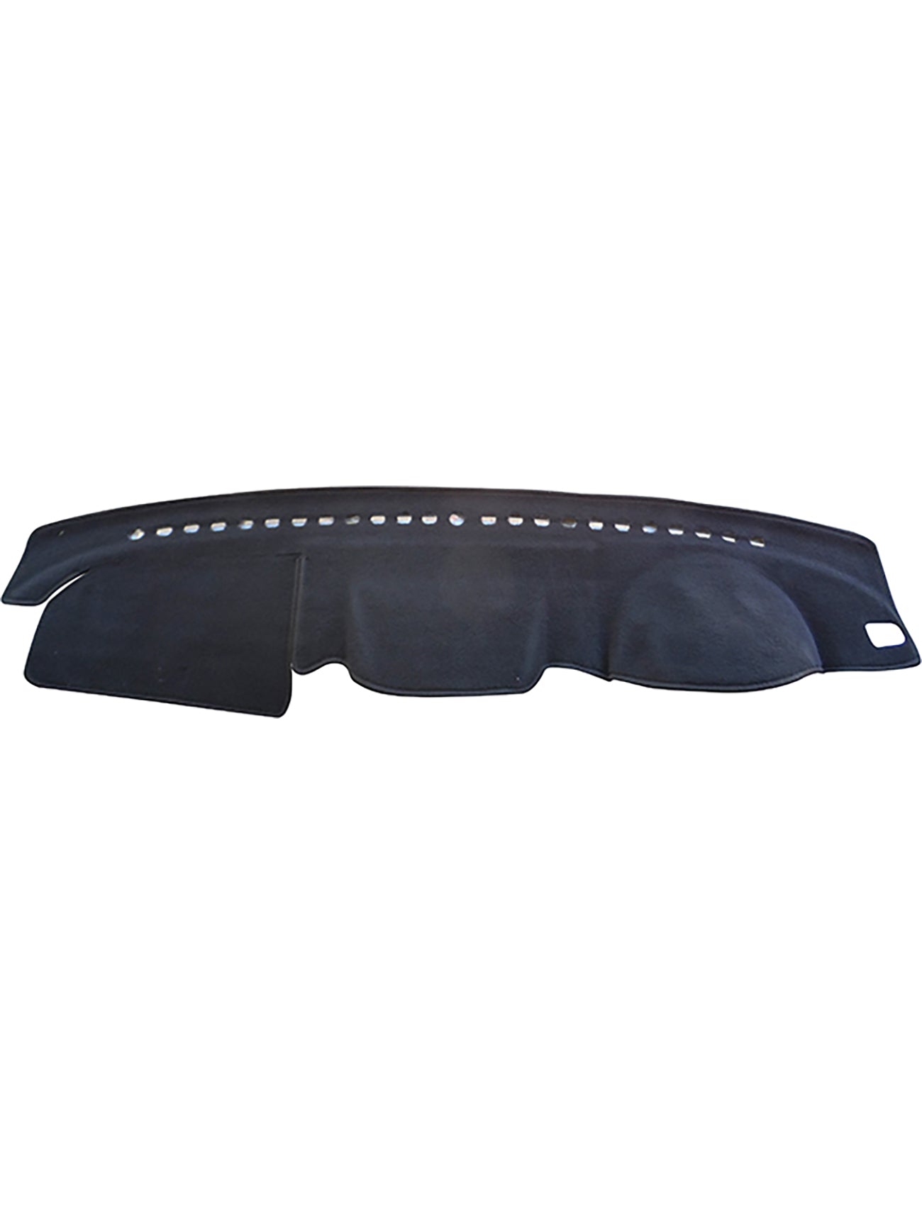 The Sunland-Protection Dash Mat, tailored for Mitsubishi Challenger KG 2WD/KH 4WD models from October 2012 to July 2013, is a black dashboard cover that features air vent cutouts and a soft, textured surface. It protects against sun damage, enhances safety with Air Bag Safe technology, reduces glare, and helps keep your vehicle cool.