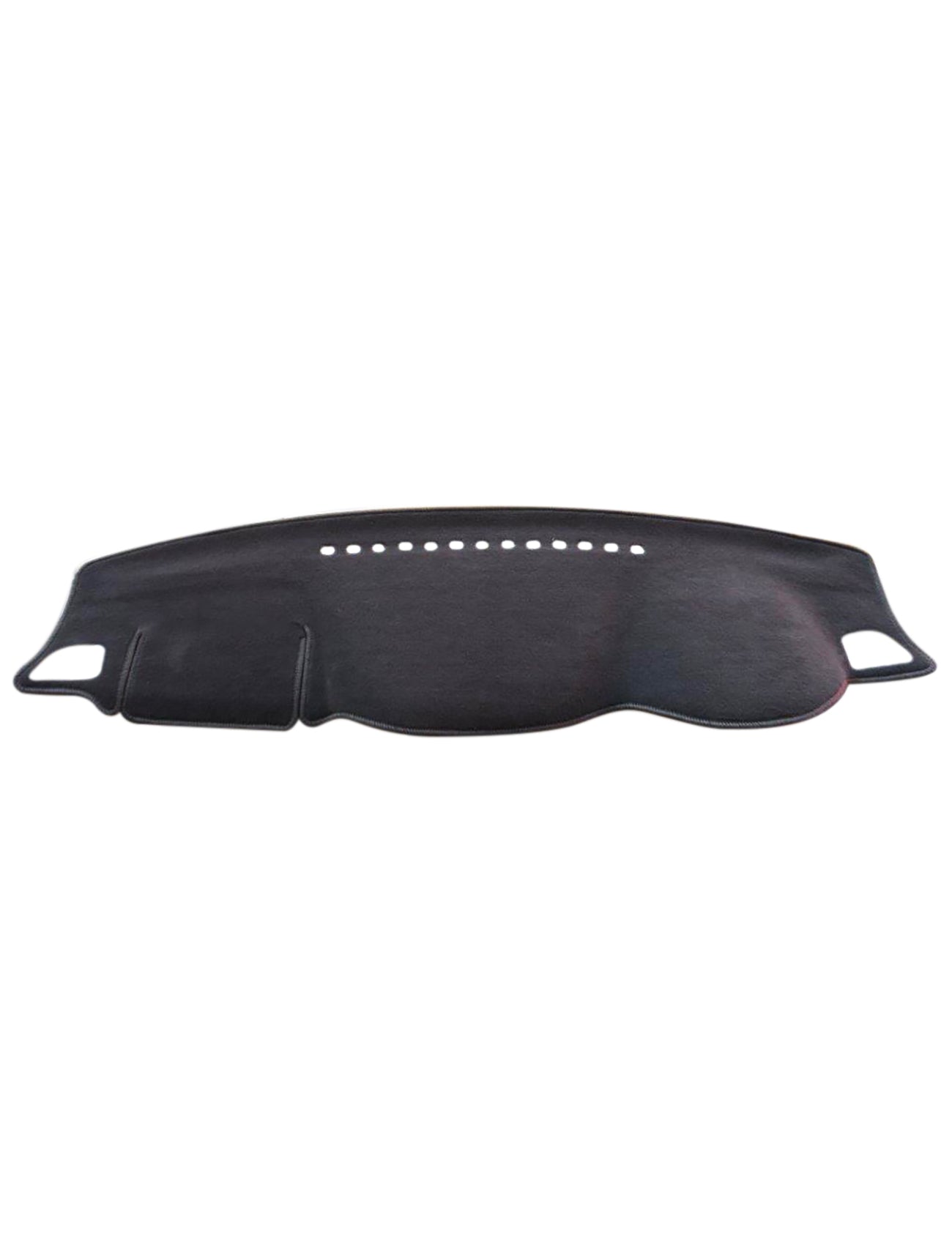 The Sunland Dash Mat Black, designed for Mitsubishi Pajero Sport QE/QF/QG models from 10/2015 onwards (model number M8801), is a stylish cover crafted to fit your car's dashboard. It features several cut-out holes for air vents and a curved lower edge, offering excellent vehicle protection and effective glare reduction.
