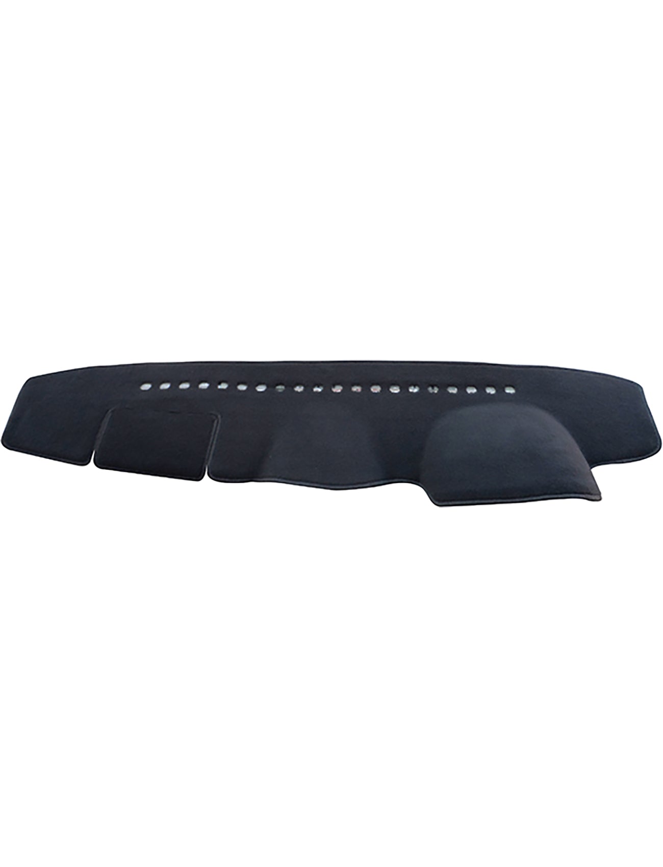 The Sunland-Protection Tata Xenon Dash Mat is designed to fit your vehicle's dashboard perfectly, featuring a smooth black surface with multiple small perforations for ventilation. It provides sun protection and ensures airbag safety.