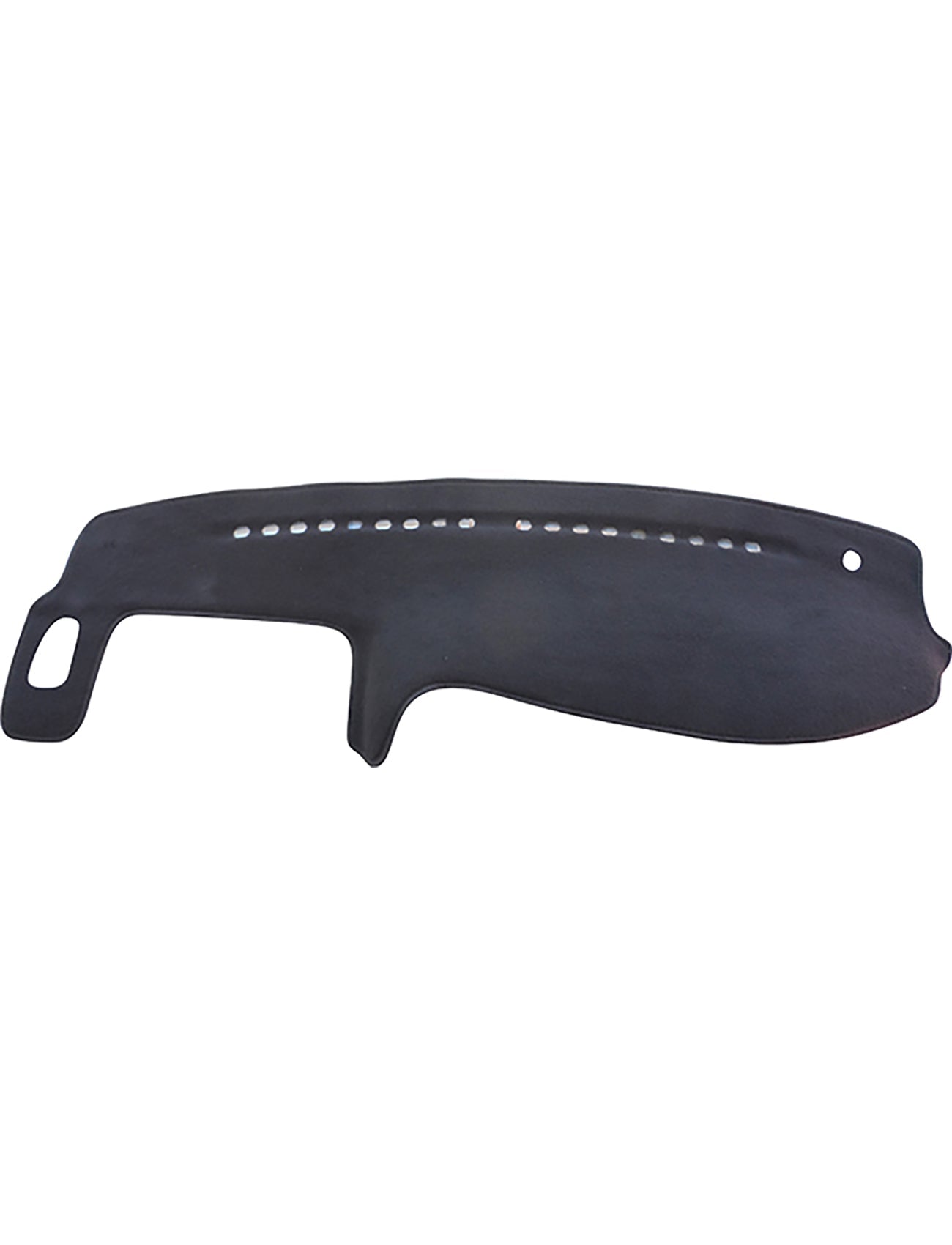 The Sunland-Protection Suzuki Grand Vitara Dash Mat Series 2/S3/S4 features a black, irregular rubber splash guard with a curved edge, rectangular cutout, rounded notch, and center row of holes—perfect for your dash mat or custom fit cover.