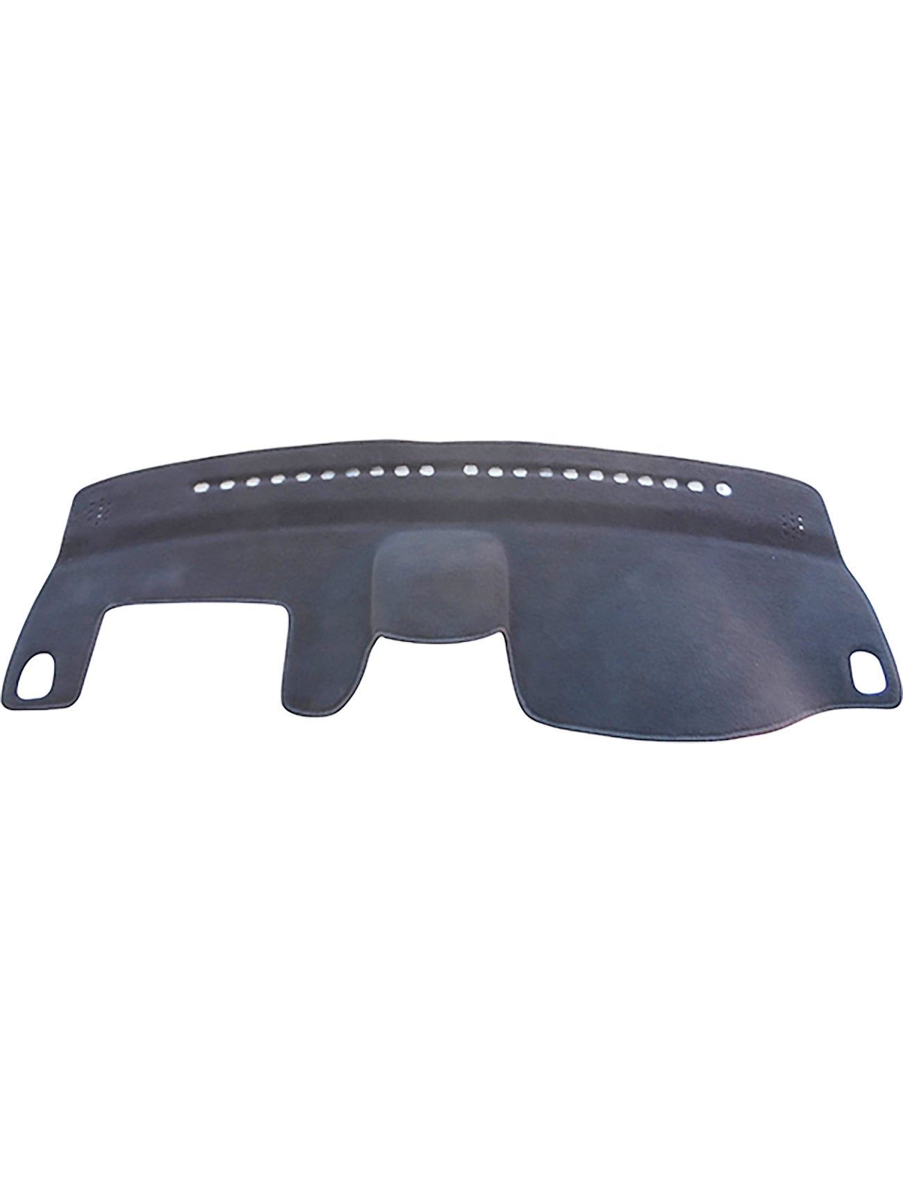 The Sunland Dash Mat in charcoal, tailored for Suzuki Liana RH4 models from 03/2004-08/2007, is crafted by Sunland-Protection. This flexible dashboard cover includes cutouts for vents and fasteners. The design ensures it fits the car's dashboard contours while featuring a perforated pattern that promotes air circulation and enhances sun protection.