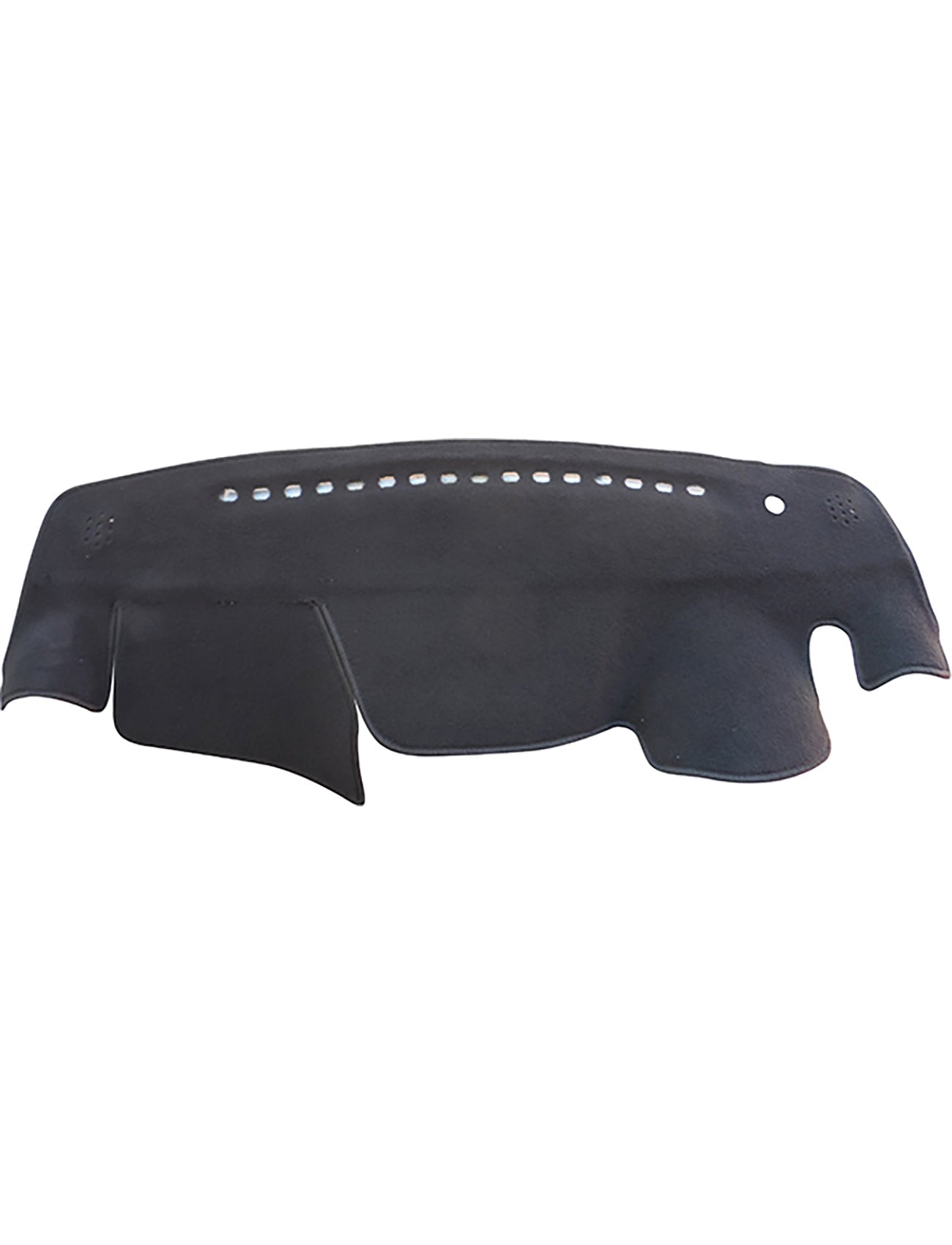 The Sunland Dash Mat Black Suits for Suzuki Alto GF (07/2009-12/2014) All GLX Models and selected GL Models fitted with a tachometer (S3801) is a black dashboard cover with precise cutouts and perforations. This Sunland-Protection product is tailored to fit seamlessly over the car’s dashboard, featuring contouring for vents and other elements, ensuring airbag safety without compromising style.