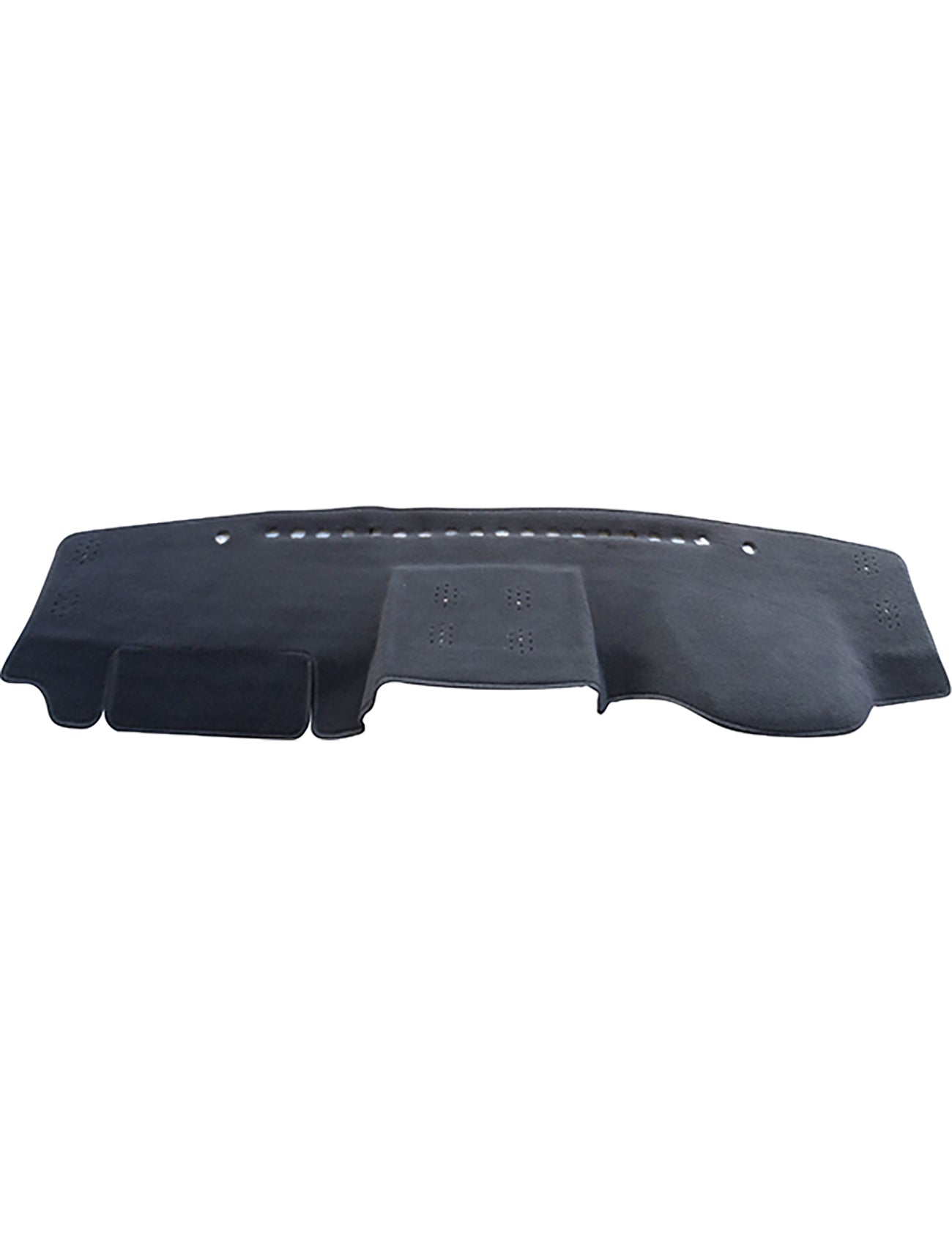 The Sunland-Protection Toyota Prado Dash Mat is a sleek, black cover with precise cutouts for a perfect dashboard fit. Its smooth, perforated material keeps your vehicle cool and protects its resale value.