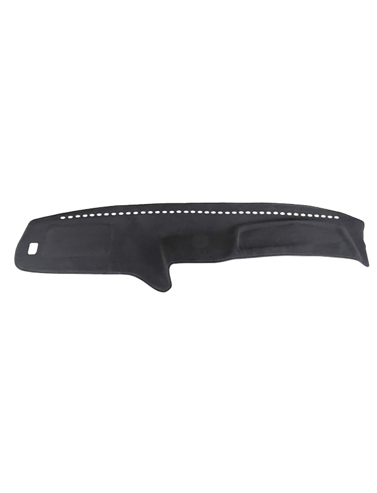 The Sunland-Protection Toyota Coaster Dash Mat has a textured surface with small cut-out holes along the top edge and features an Air Bag Safe cutout on the left side, ensuring a perfect fit and optimal safety for your dashboard.