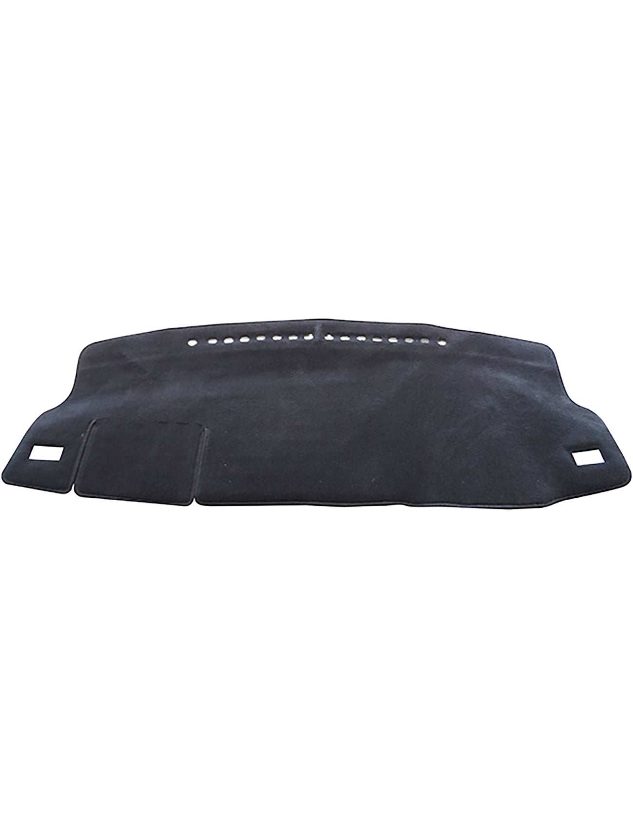 The Sunland Dash Mat Charcoal, designed for Toyota Corolla ZRE172R sedan models from 12/2013 to 12/2019, is a fabric cover featuring cutouts for air vents and slots. Made by Sunland-Protection, this mat shields your vehicle's dashboard from sunlight and reduces glare, while its practical design helps keep your car cooler and maintains its resale value.