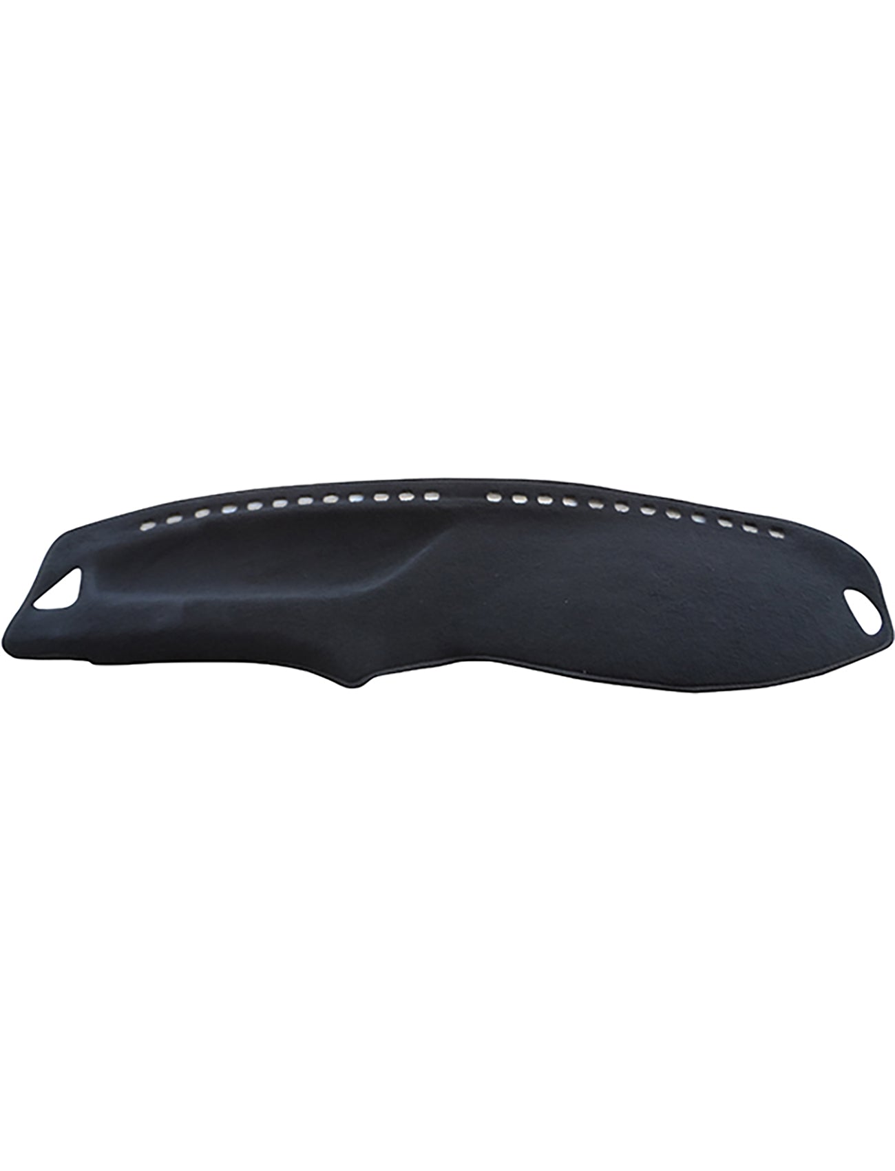 The Sunland-Protection Holden Nova Dash Mat LG is a black, curved guard with small holes along the top edge and one on each end, designed to protect your dashboard from damage.