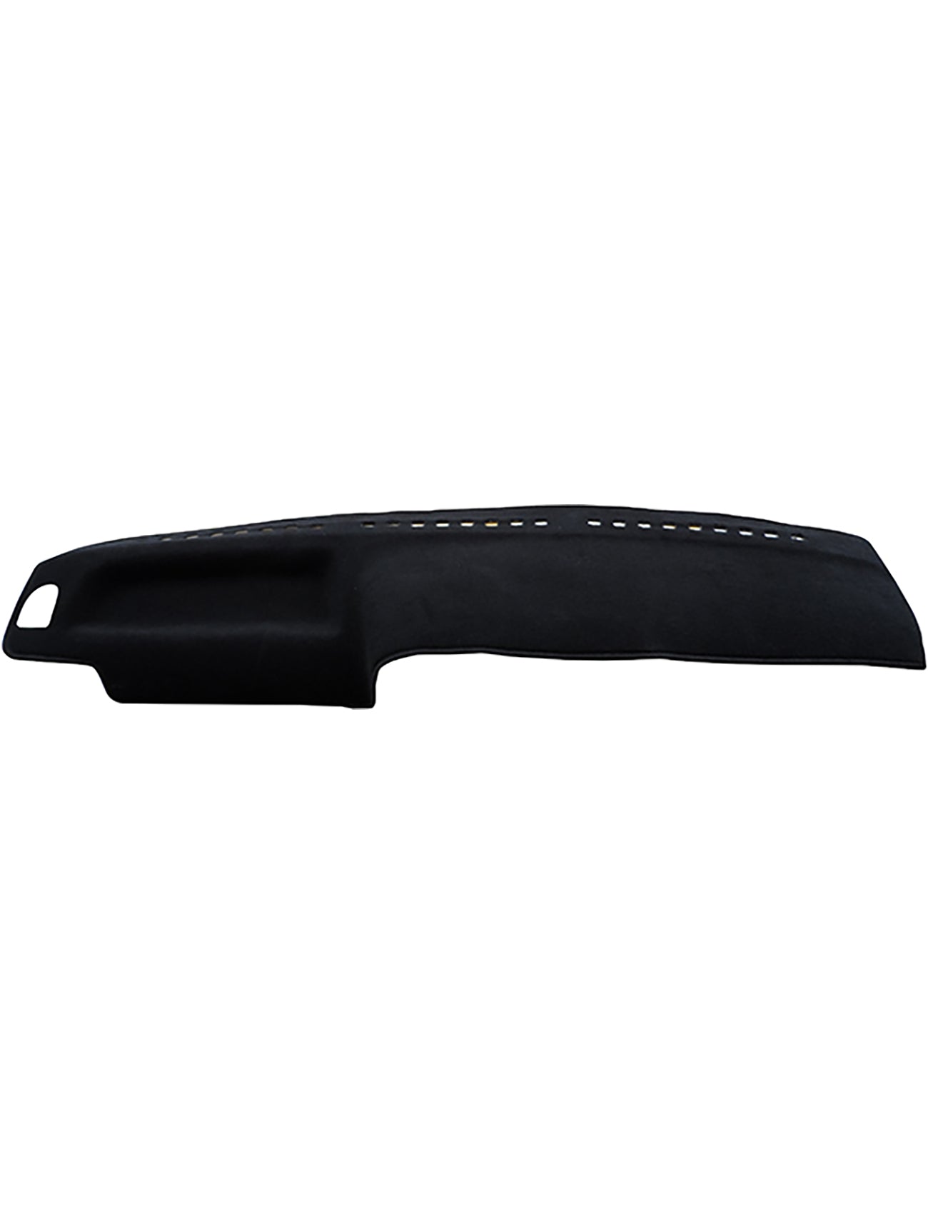 The Sunland-Protection Dash Mat Black, designed to fit Toyota Hi-Ace RZH 125/Lh 125 models from 08/1989 to 03/2005 without a passenger airbag (T4601), features a vent cutout and a row of small holes for airflow, ensuring Air Bag Safe protection while reducing glare and safeguarding your dashboard.