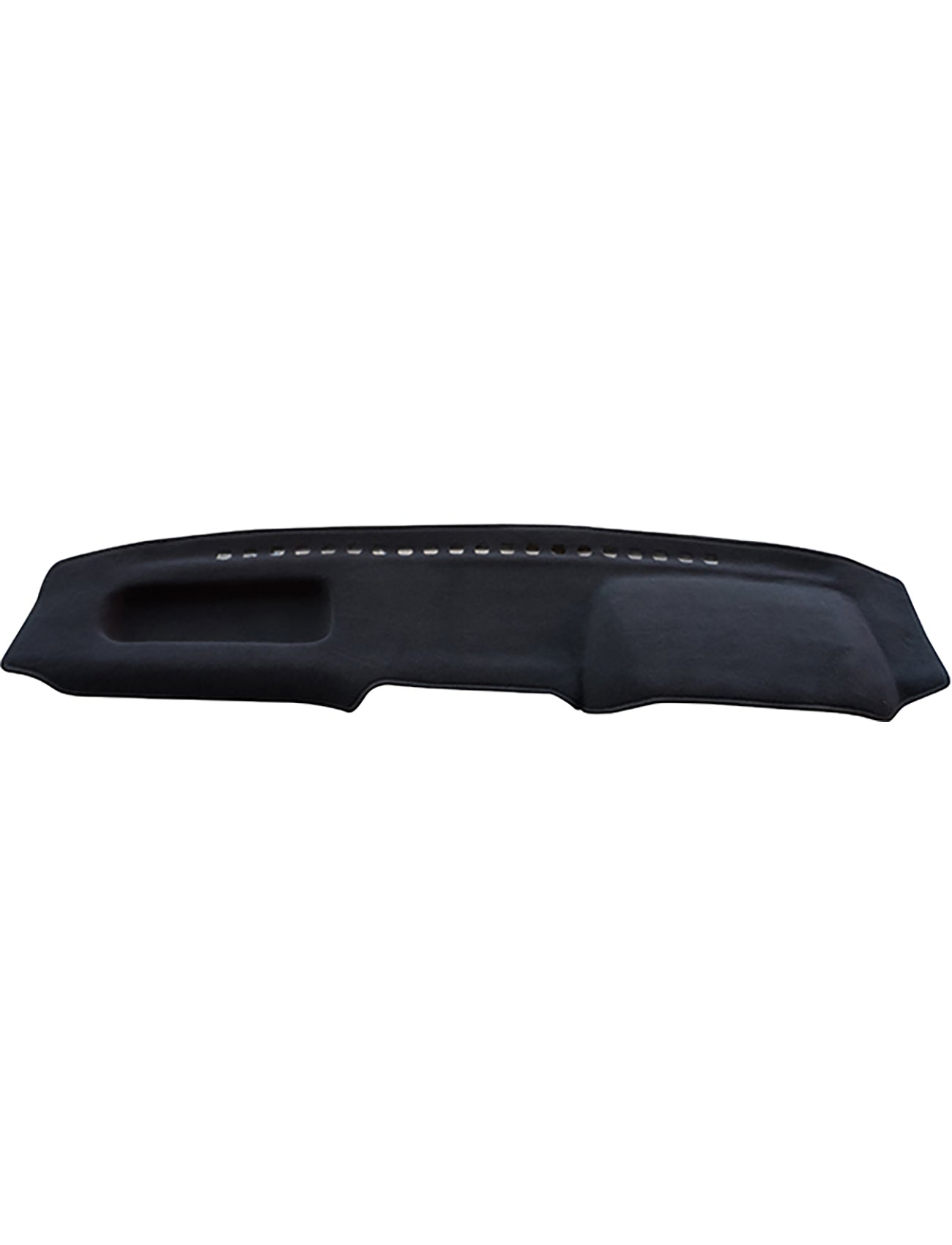 The Sunland-Protection Toyota Prado Dash Mat is a black cover with vent cutouts and a left-side indentation, designed to fit seamlessly over your vehicle's dashboard while ensuring Air Bag Safe protection for maximum safety.