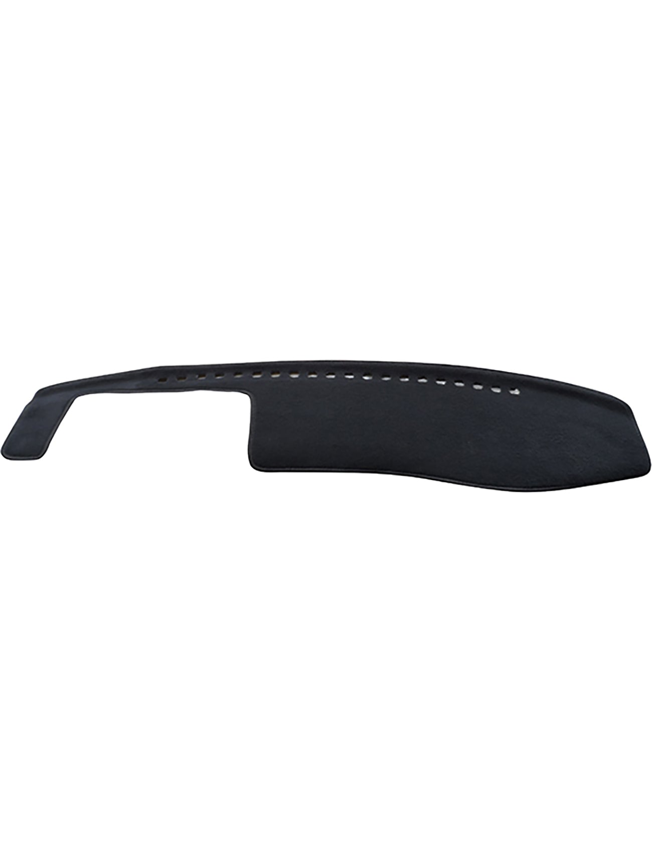 The Toyota Hilux Dash Mat by Sunland-Protection features a curved black blade with small top-edge perforations for safety and glare reduction, seamlessly integrating with its handle, set against a white background.