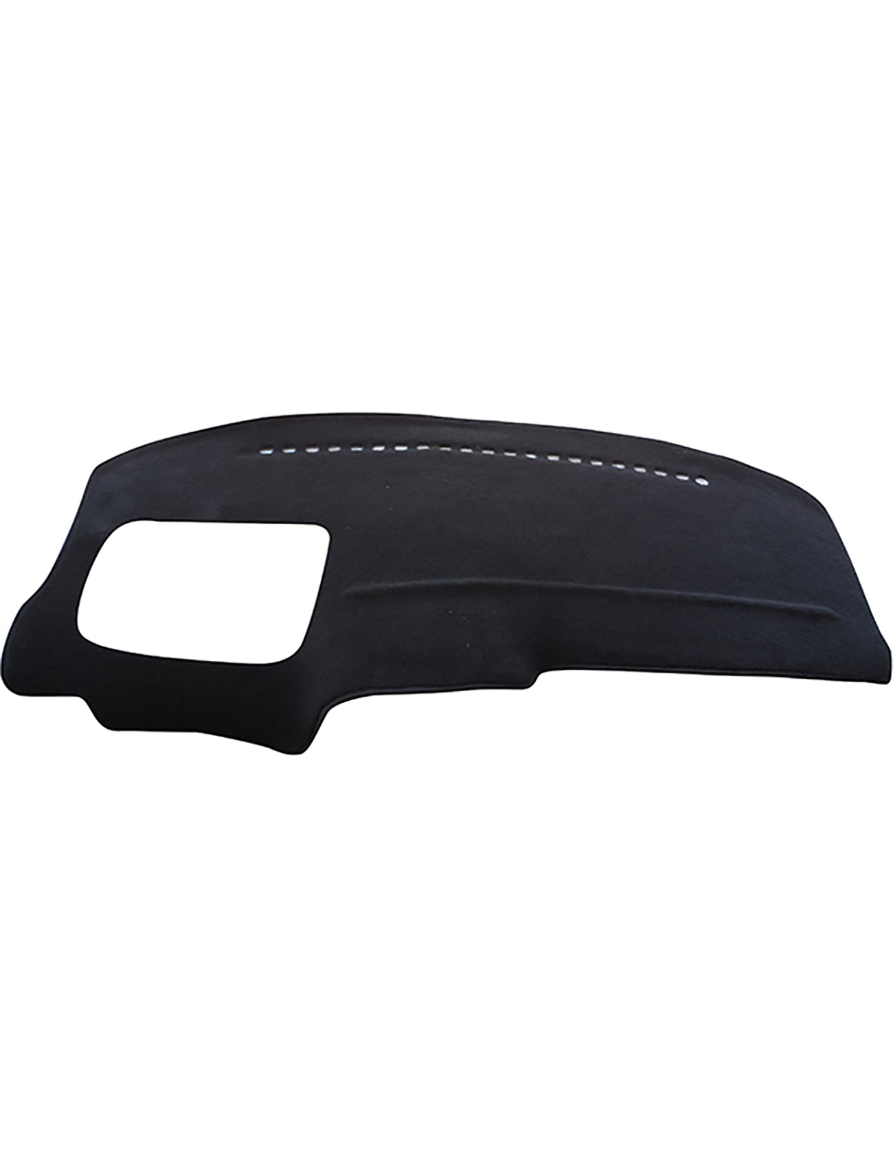 The Sunland-Protection Dash Mat Black is crafted for the Toyota Town Ace KR42R (05/2000-02/2003) with a Pax Airbag, featuring a sleek design with a rectangular cutout and small vent holes to protect your vehicle's interior and reduce glare.