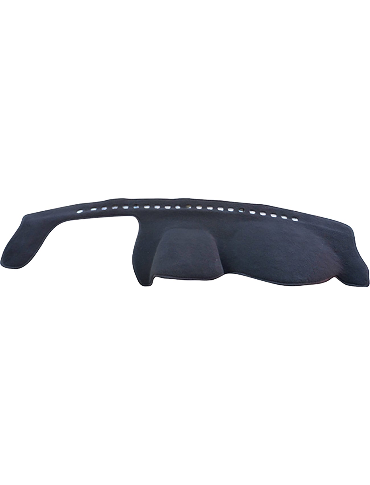 The Sunland-Protection Dash Mat Black, designed specifically for Toyota Corolla AE 112R models from 09/1999 to 10/2001 with a passenger airbag and a CD on the dash (Product ID: T62B01), offers contoured sun protection in dark gray with a textured surface. Its air bag safe design ensures safety without compromising functionality, while fitting snugly over your vehicle's dashboard.