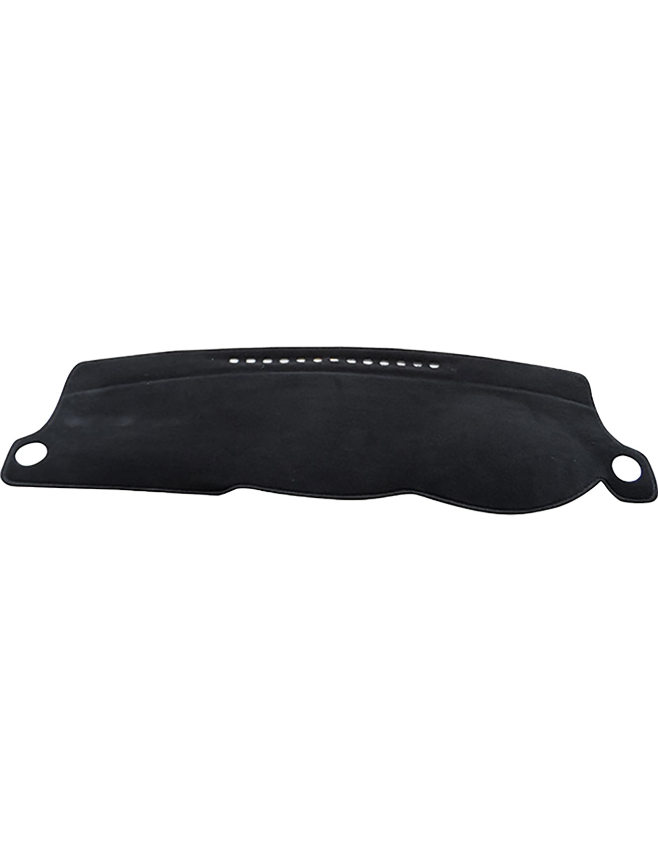 The Sunland Dash Mat Black is specifically designed for Toyota Corolla ZZE122R/MY06 models from 12/2001 to 04/2007, without a passenger airbag. Produced by Sunland-Protection, this mat features two holes on each end and a center vent opening, crafted from soft material. It fits over the car's dashboard to provide sun protection and damage prevention while reducing glare for improved visibility and compatibility with airbags.