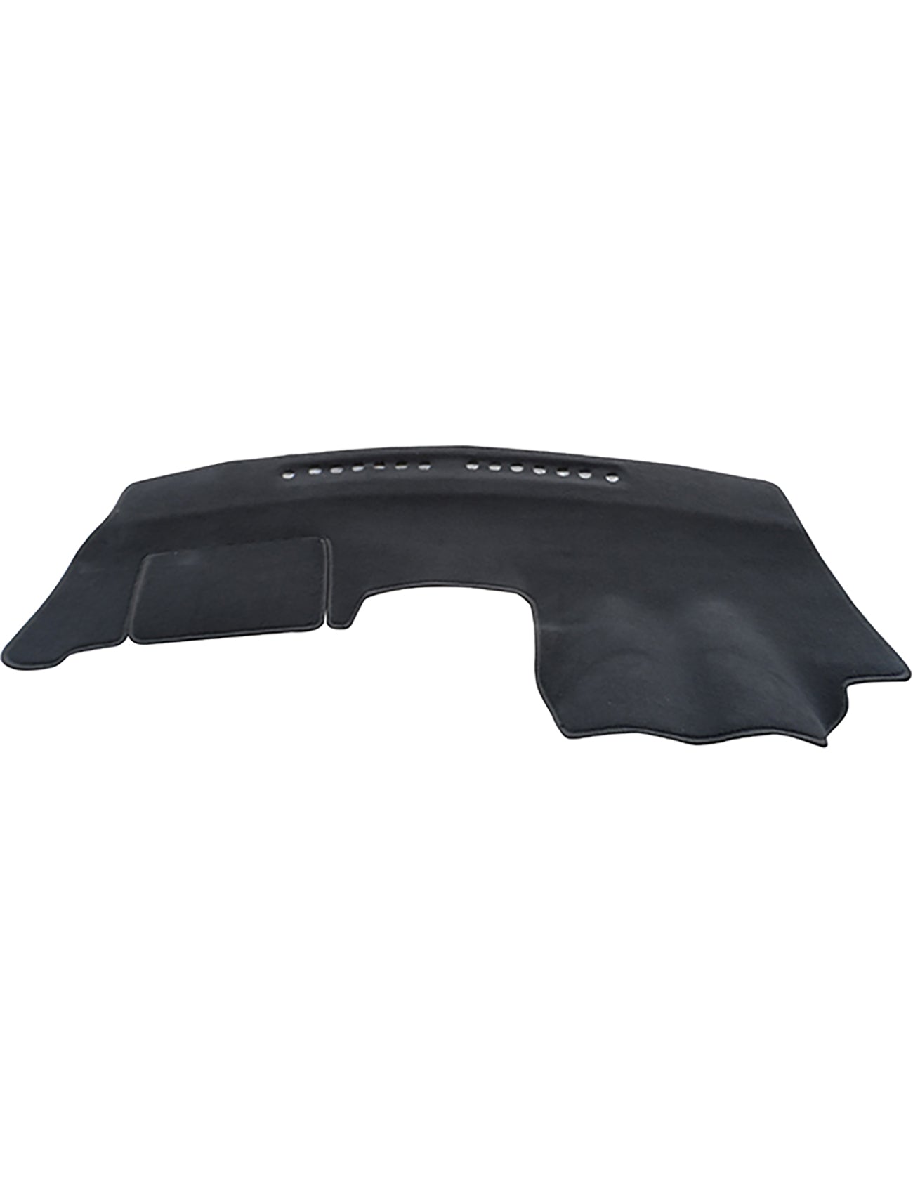 An image of the Sunland-Protection T68HA01 Dash Mat, this black cover is specifically designed to fit the dashboard of Toyota Corolla ZRE152R hatch models from 05/2007 to 10/2012 with an air conditioner unit on the dash. It includes a vent cutout and textured surface for both protection and style, while ensuring airbag safety and enhancing your car's interior.