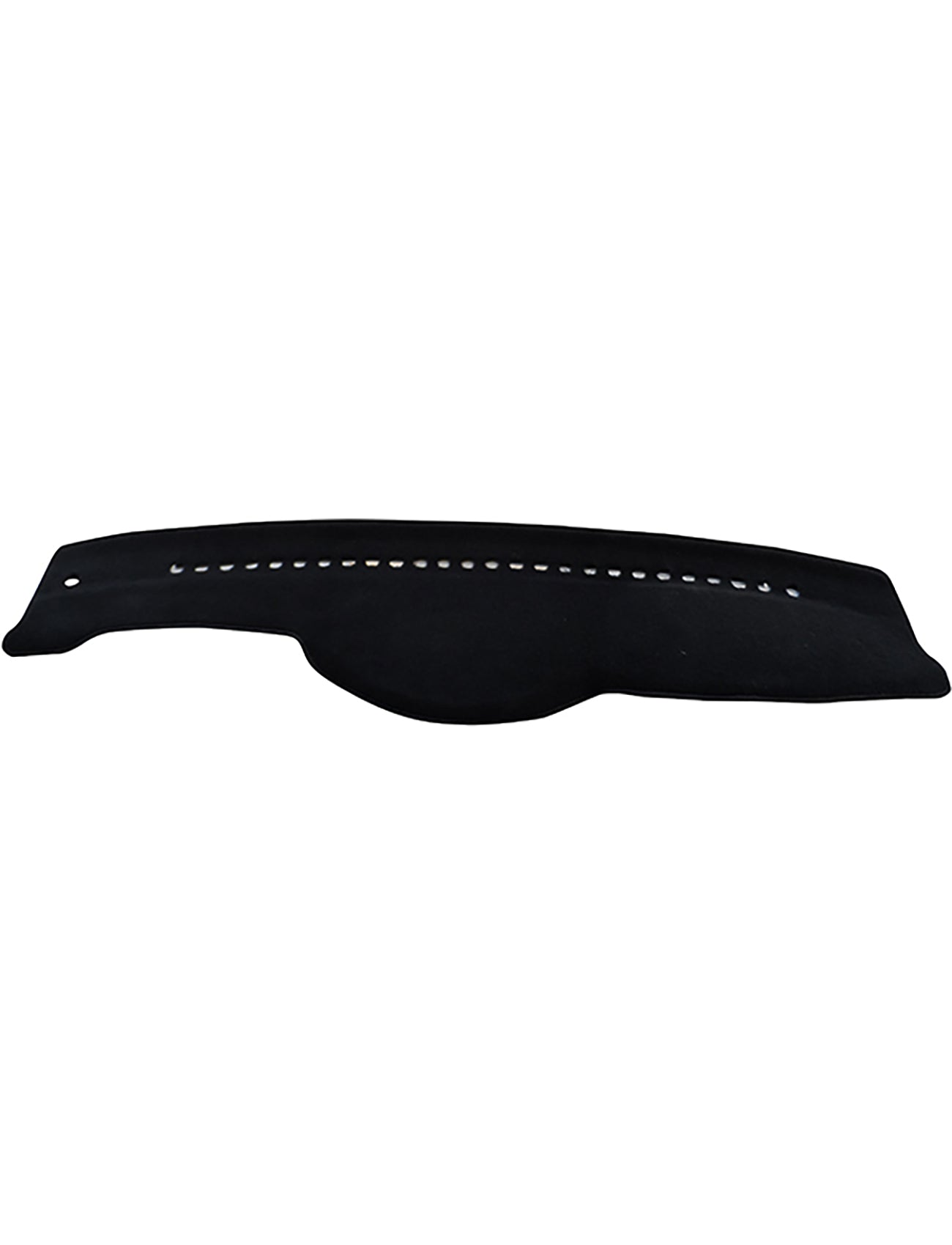 The Sunland Dash Mat in black, crafted by Sunland-Protection, is specifically designed to fit the Toyota Landcruiser 100R Series from 09/2002-10/2007, including all UZJ, HZJ, HDJ 100R Std, GLX, VX, Sahara models. This mat features a row of small holes along the top edge and offers protection and style for your car's dashboard. Its soft material helps to reduce windscreen fogging, prevents sun damage, and enhances resale value with added elegance.