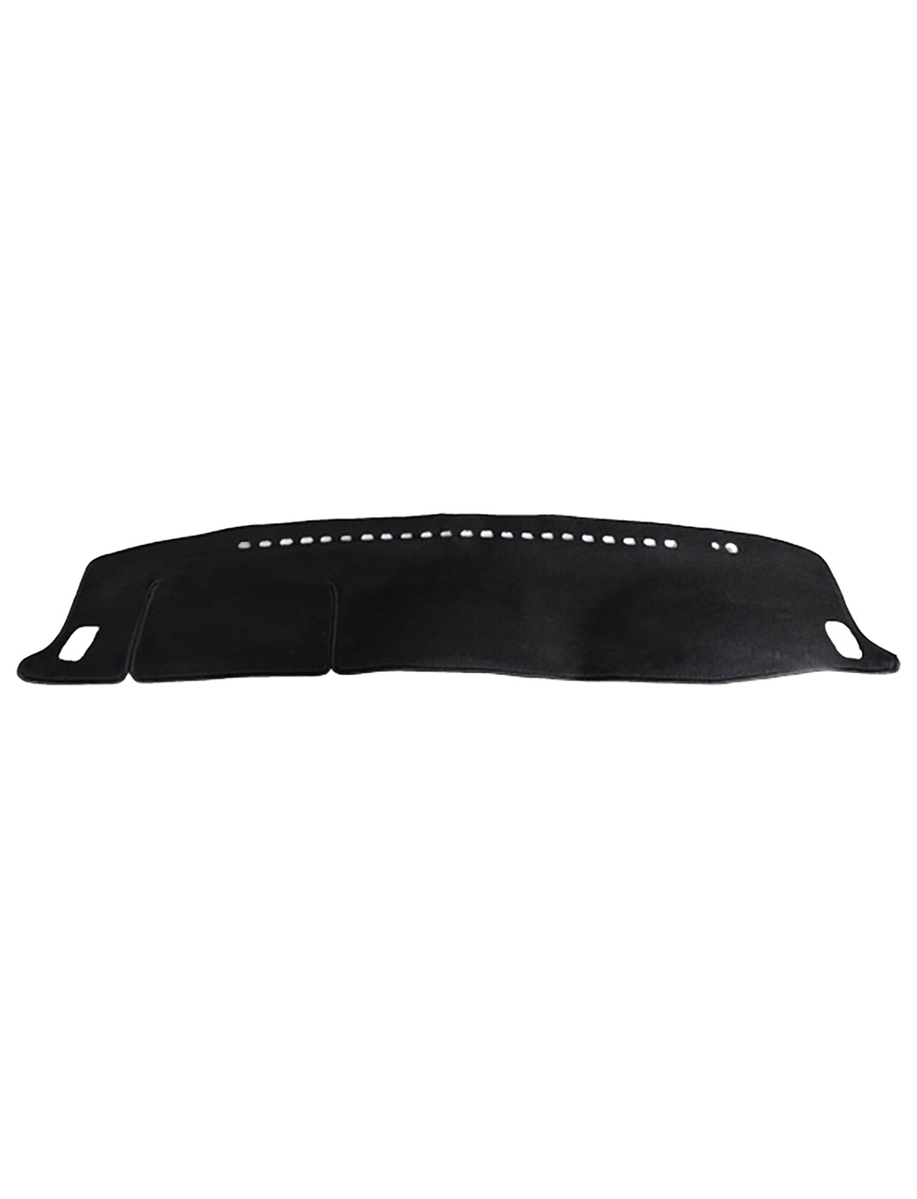 The Sunland-Protection Toyota Kluger Dash Mat offers a perfect fit with its textured black design, featuring precise cutouts, contours, perforations for dashboard features, glare reduction, and airbag safety considerations.