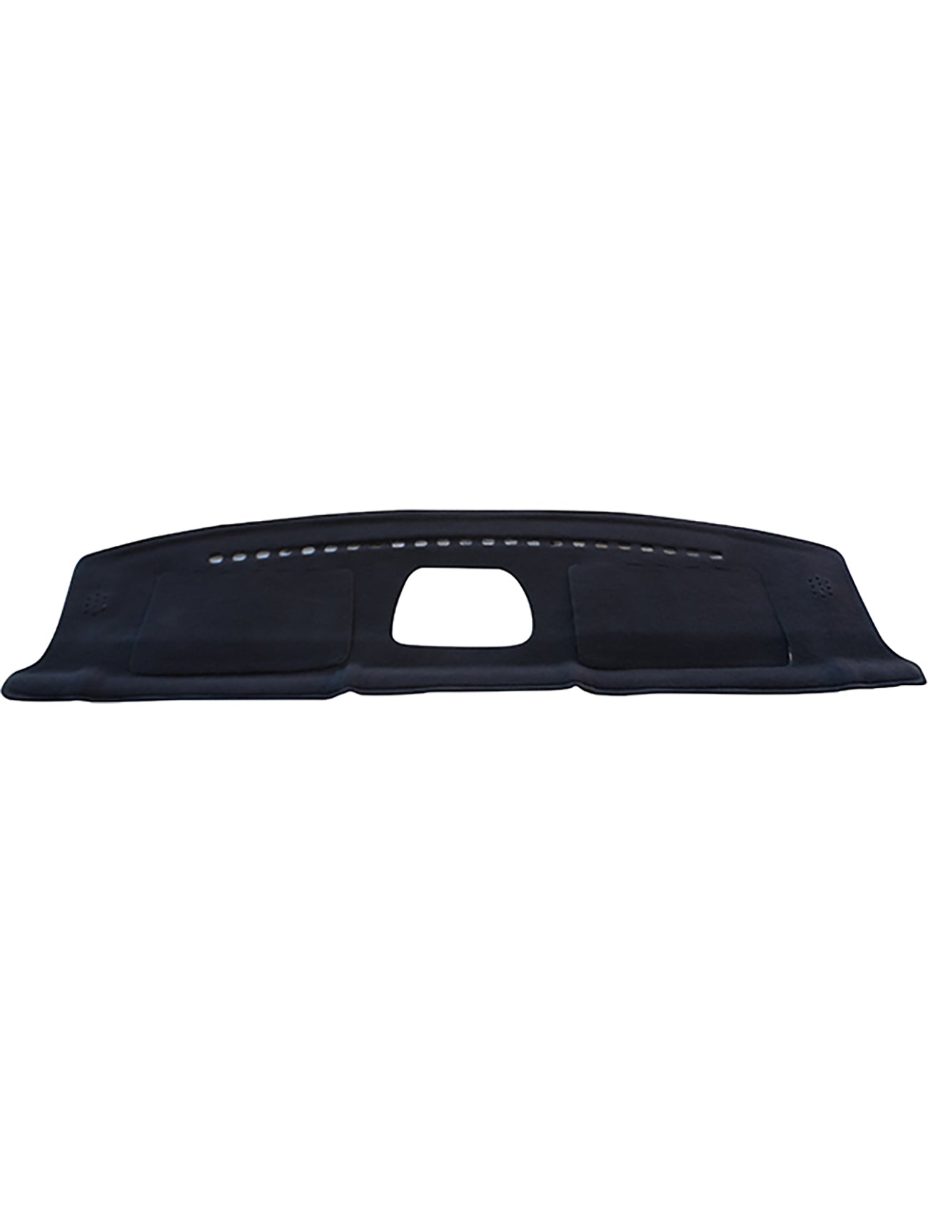 The Sunland-Protection Dash Mat in black, specifically designed for the Toyota FJ Cruiser GSJ15R 15 Series (03/2011-08/2016) 5 Door Wagon models, incorporates a central opening and small holes near the top edge for sun protection while ensuring it is Air Bag Safe.
