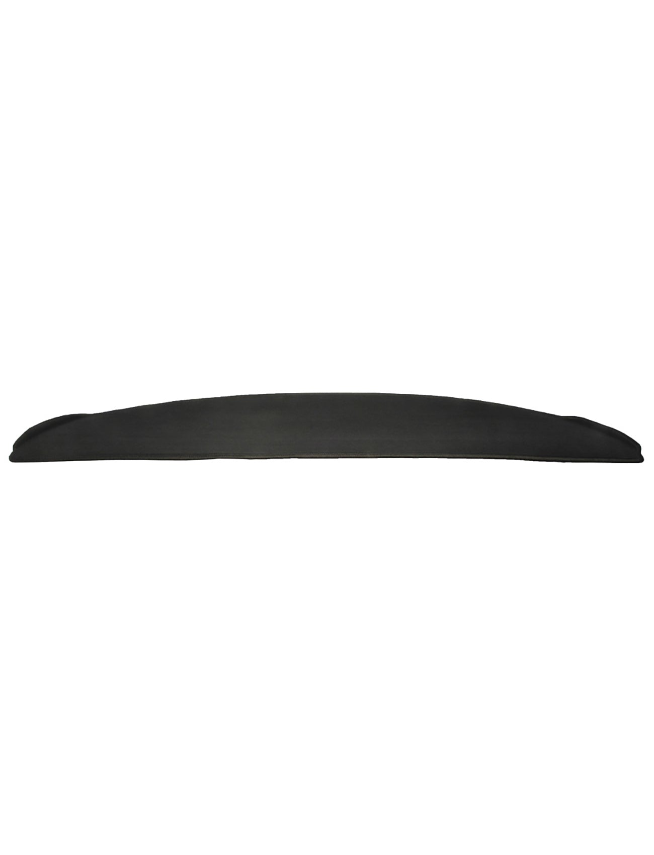 A black, elongated car roof spoiler with a smooth, slightly curved design is showcased against a white background, resembling the sleek finish of the Sunland-Protection Dash Mat Black for Tesla 3 All Models 05/2019-On - TS101.