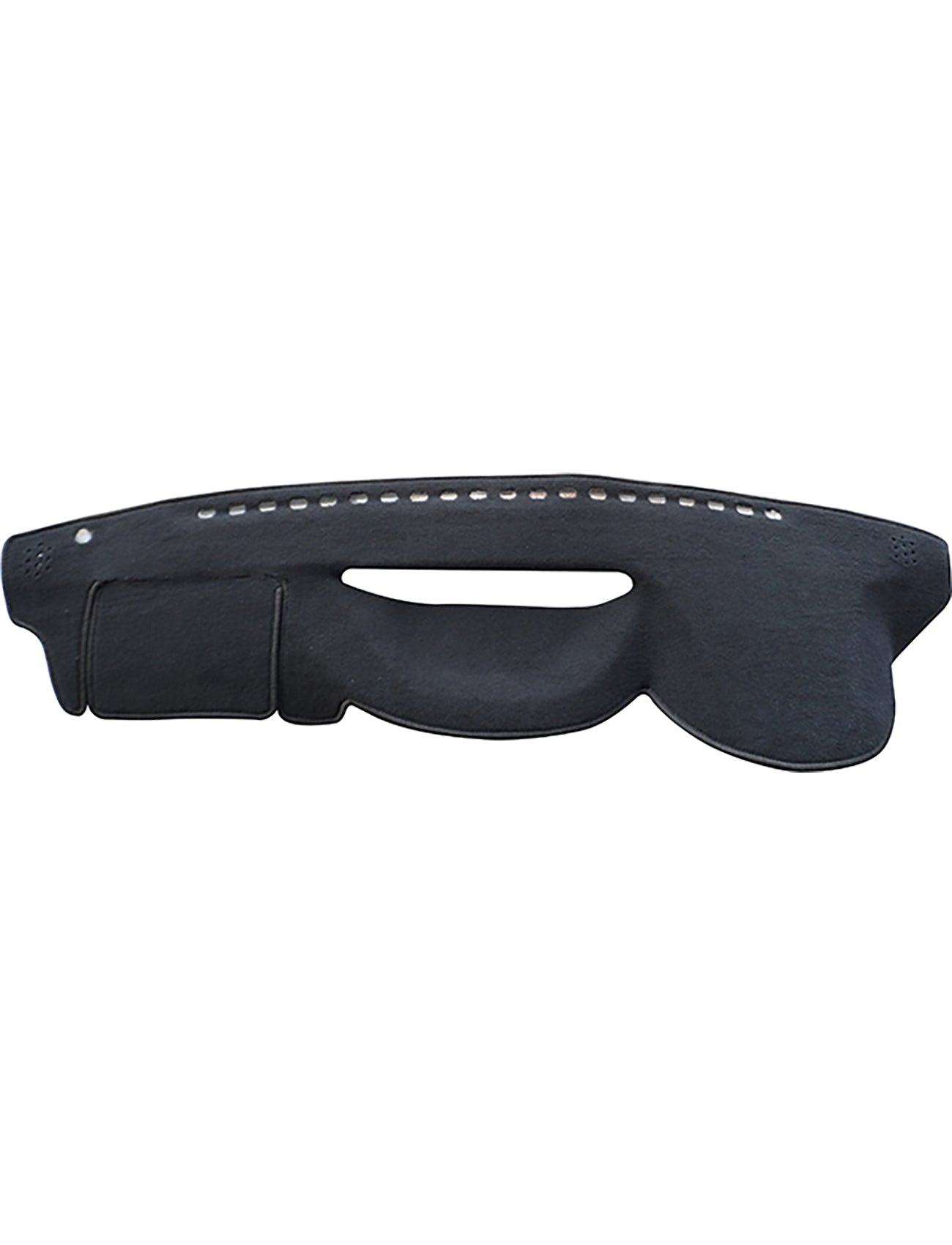 A handle crafted with black, molded plastic or rubber features a textured grip and multiple finger openings. Resembling the Sunland-Protection Dash Mat Black for Subaru Liberty 5TH Gen MY10 - MY13 models, the top section has small circular holes that provide ventilation or decoration while safeguarding your vehicle's resale value.