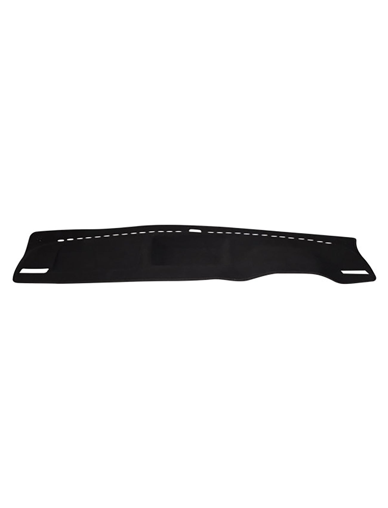 This smooth, Air Bag Safe Sunland-Protection Volkswagen Caddy 2K/2KN Dash Mat is black and curved, with small square cutouts along the top edge and handle-like slots on each side for a sleek, stylish look.