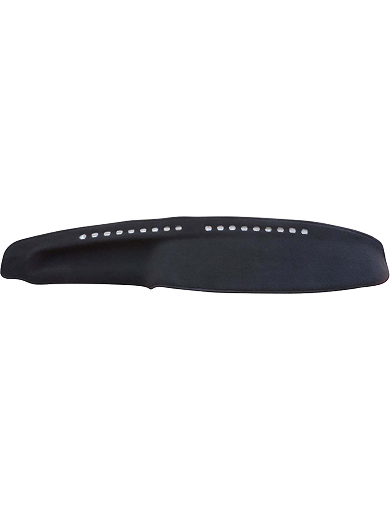 A black knife sheath with a curved design and small top holes, made from synthetic material. This stylish sheath protects the blade and ensures longevity, much like a Sunland-Protection Mazda Bravo B2600 Dash Mat helps maintain your car's resale value.