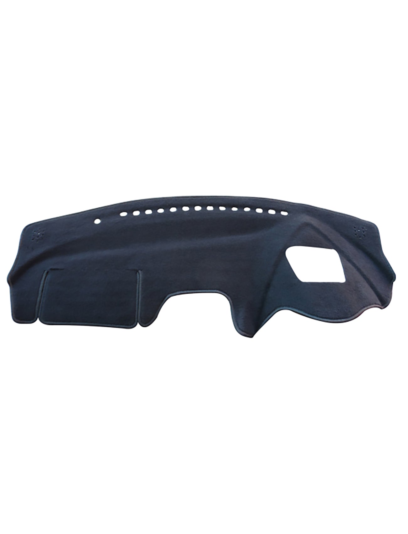 The Sunland-Protection Mazda CX-3 DK Dash Mat is a black dashboard cover with a textured surface, circular vent holes, and a right-side cut-out. It fits your vehicle's dashboard, reducing glare and possibly boosting resale value.