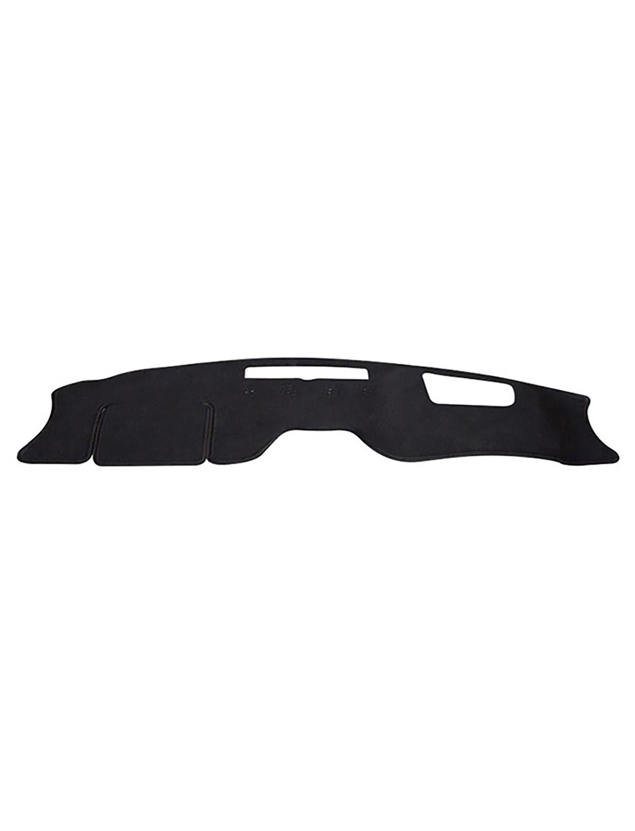 Introducing the Sunland-Protection Mazda CX-8 TG Dash Mat, a black dashboard cover with a smooth, contoured design, featuring multiple cutouts for vents and displays. It provides dash protection and reduces glare while ensuring a snug fit over your vehicle's dashboard.