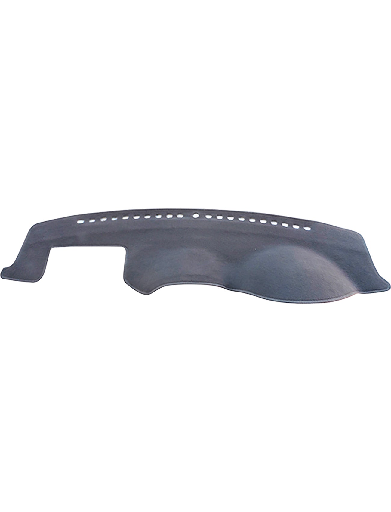 The Sunland-Protection Dash Mat Charcoal Suits Kia Cerato LD 07/2004-12/2008 All Models - A1906 is a car dashboard cover featuring contoured cutouts and vent holes, designed specifically to fit over the dashboard panel of a Kia Cerato model from 2004 to 2008. This soft and textured cover offers protection against sun damage and glare while being Air Bag Safe for added security.