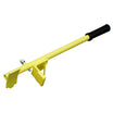 The Bailey Hand Truck/Trolley - Drum Lifter Handle by Bailey Hand Trucks is a long yellow metal TH300 hand truck tool featuring a black handle on one end and a clamp-like mechanism on the other. Designed for gripping, lifting, or manipulating objects, it includes an adjustable bolt on the clamp section for securing.